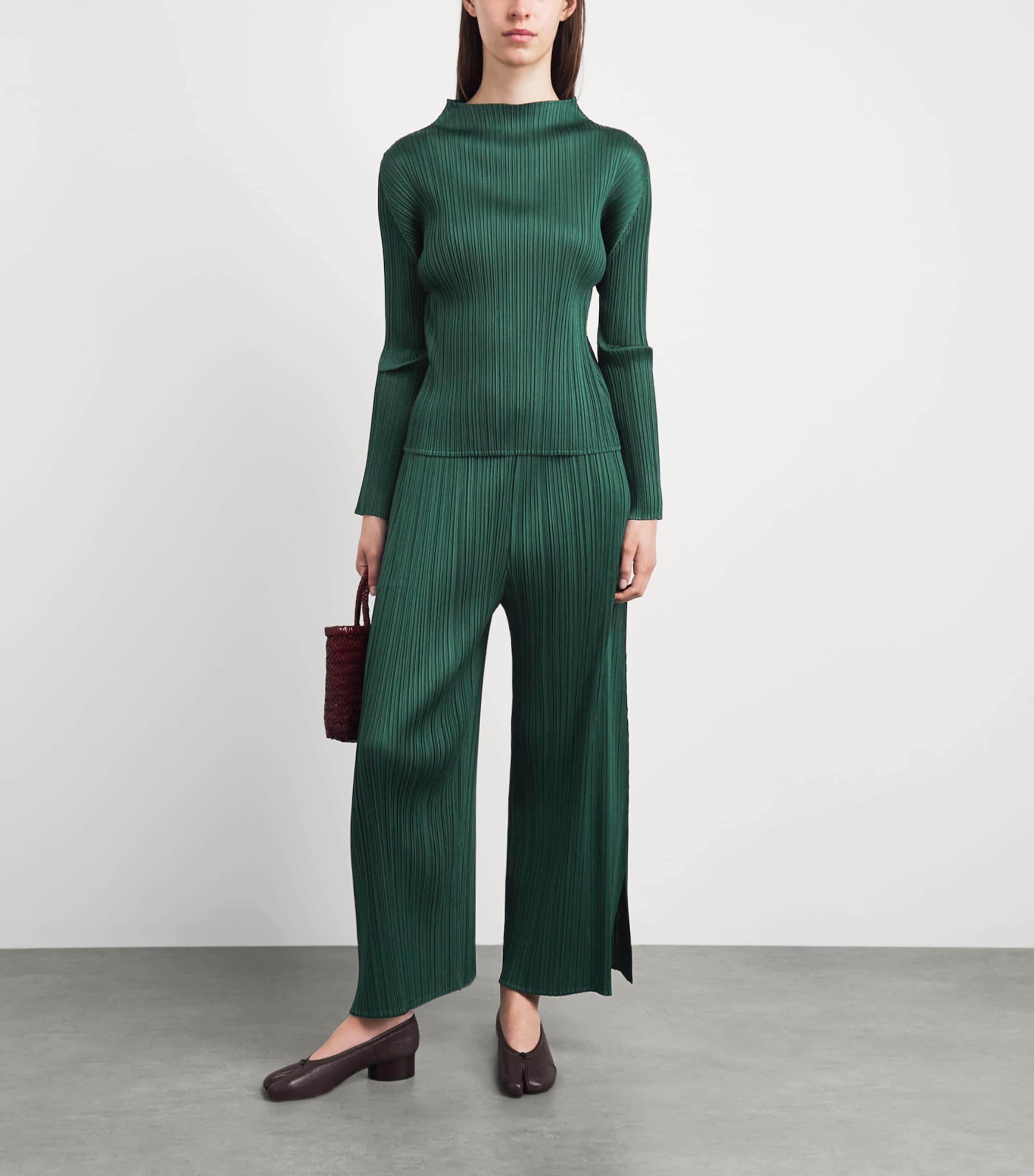 Pleats Please Issey Miyake Womens Monthly Colors March Top Dark Green Image 2