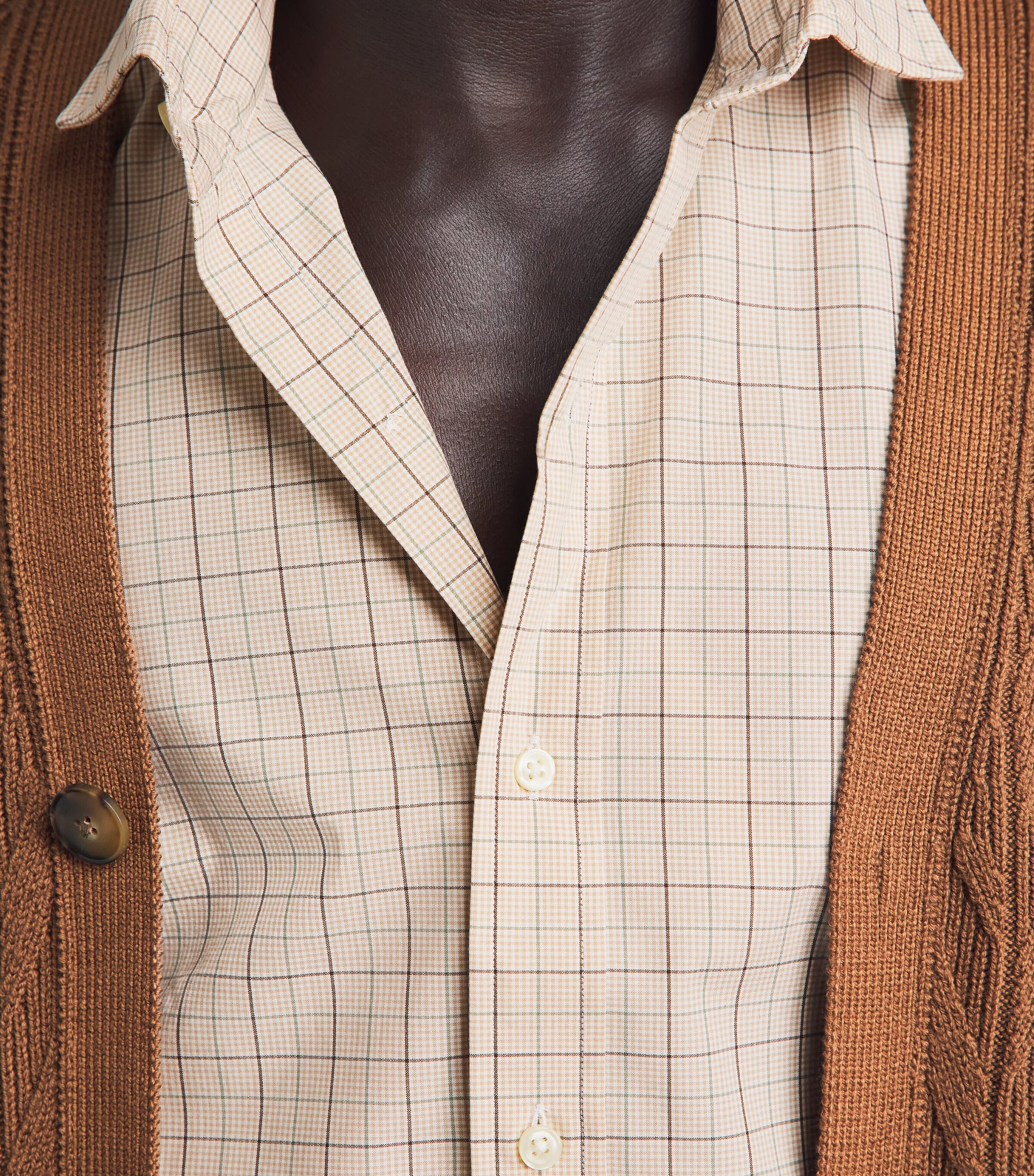 Polo Ralph Lauren Mens Stretch-Cotton Check Custom Fit Shirt Khki Olive Mlt Image 3