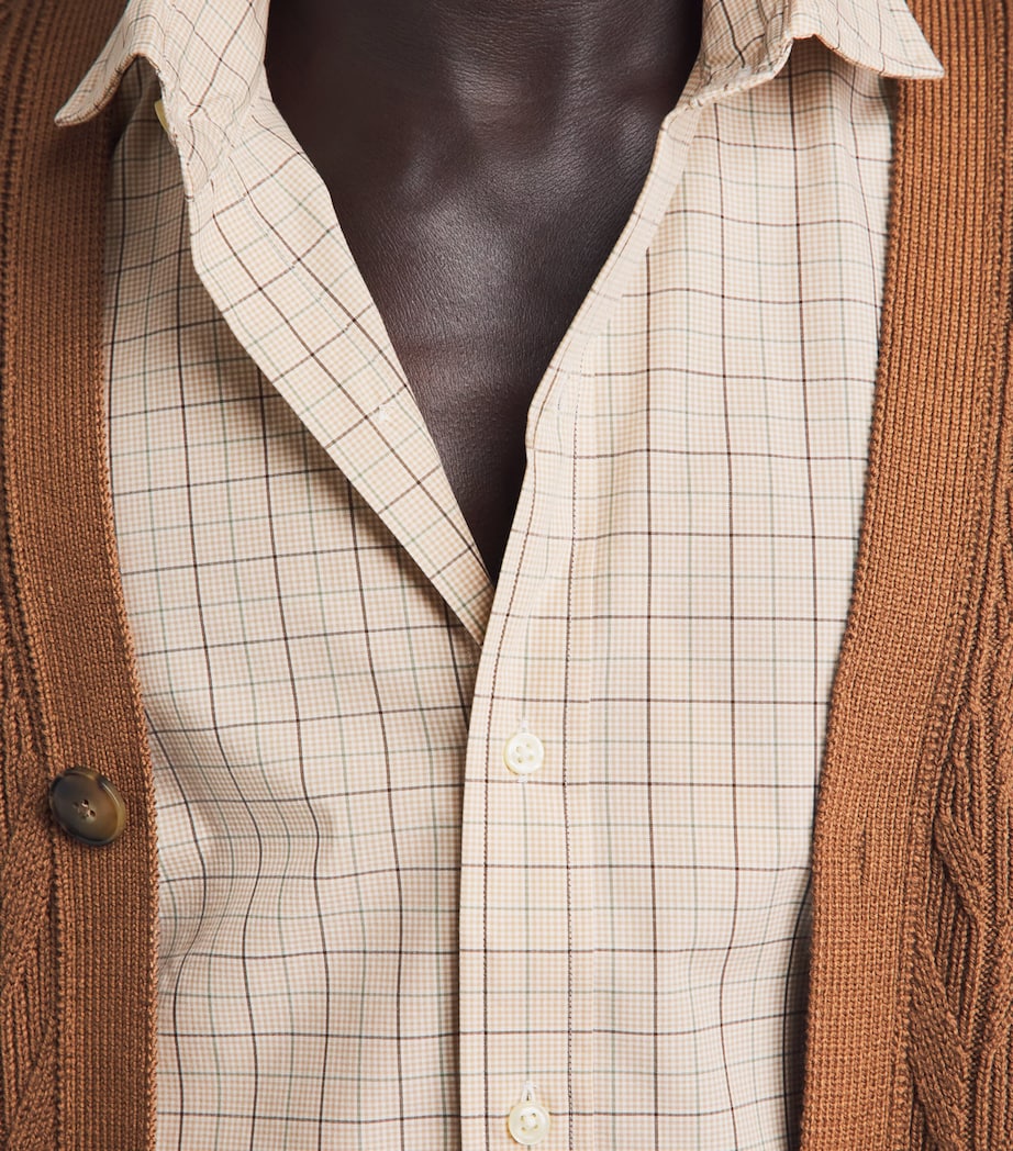 Polo Ralph Lauren Mens Stretch-Cotton Check Custom Fit Shirt Khki Olive Mlt Image 3