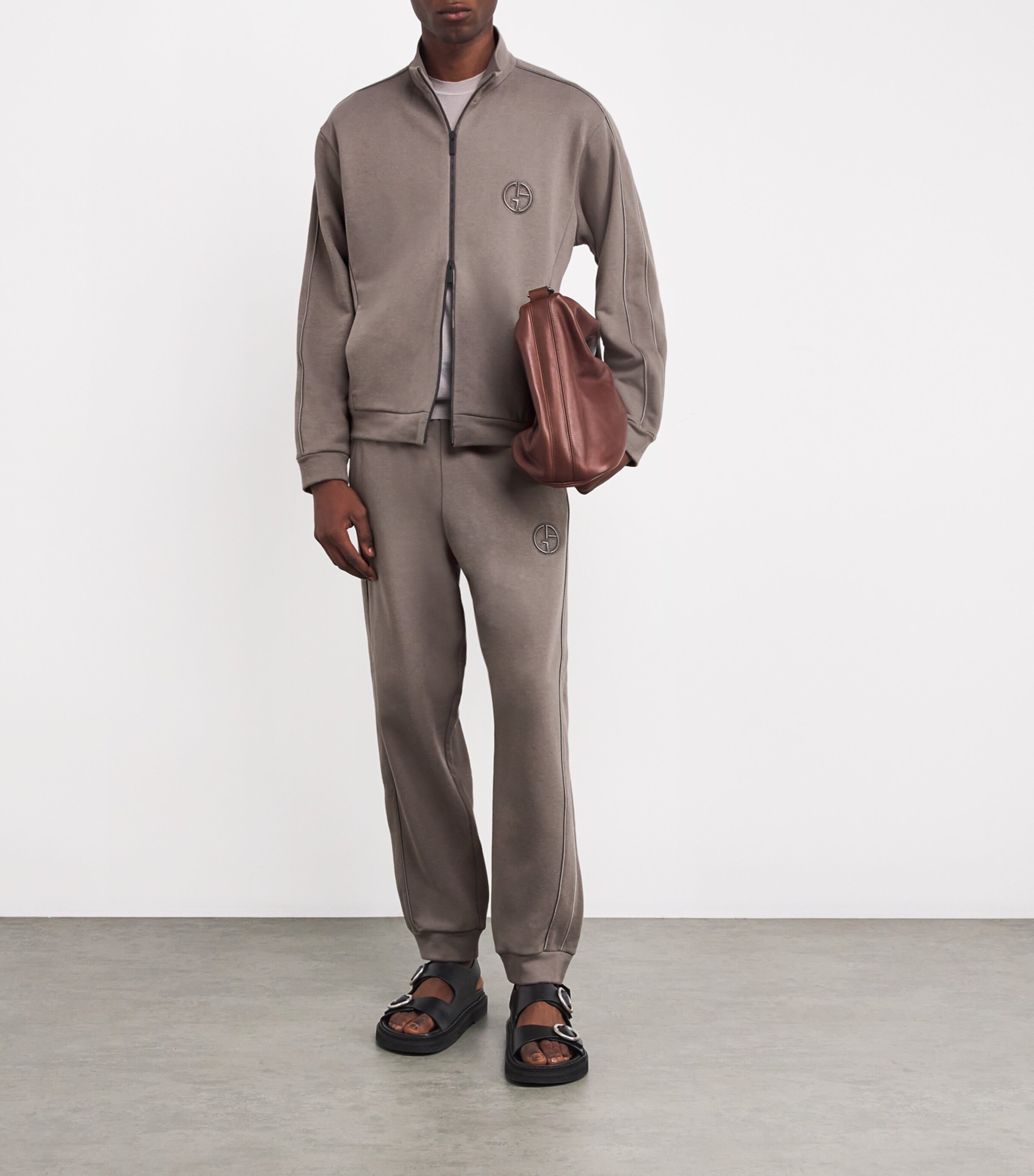 Giorgio Armani Cotton-Cashmere Embroidered Logo Sweatpants