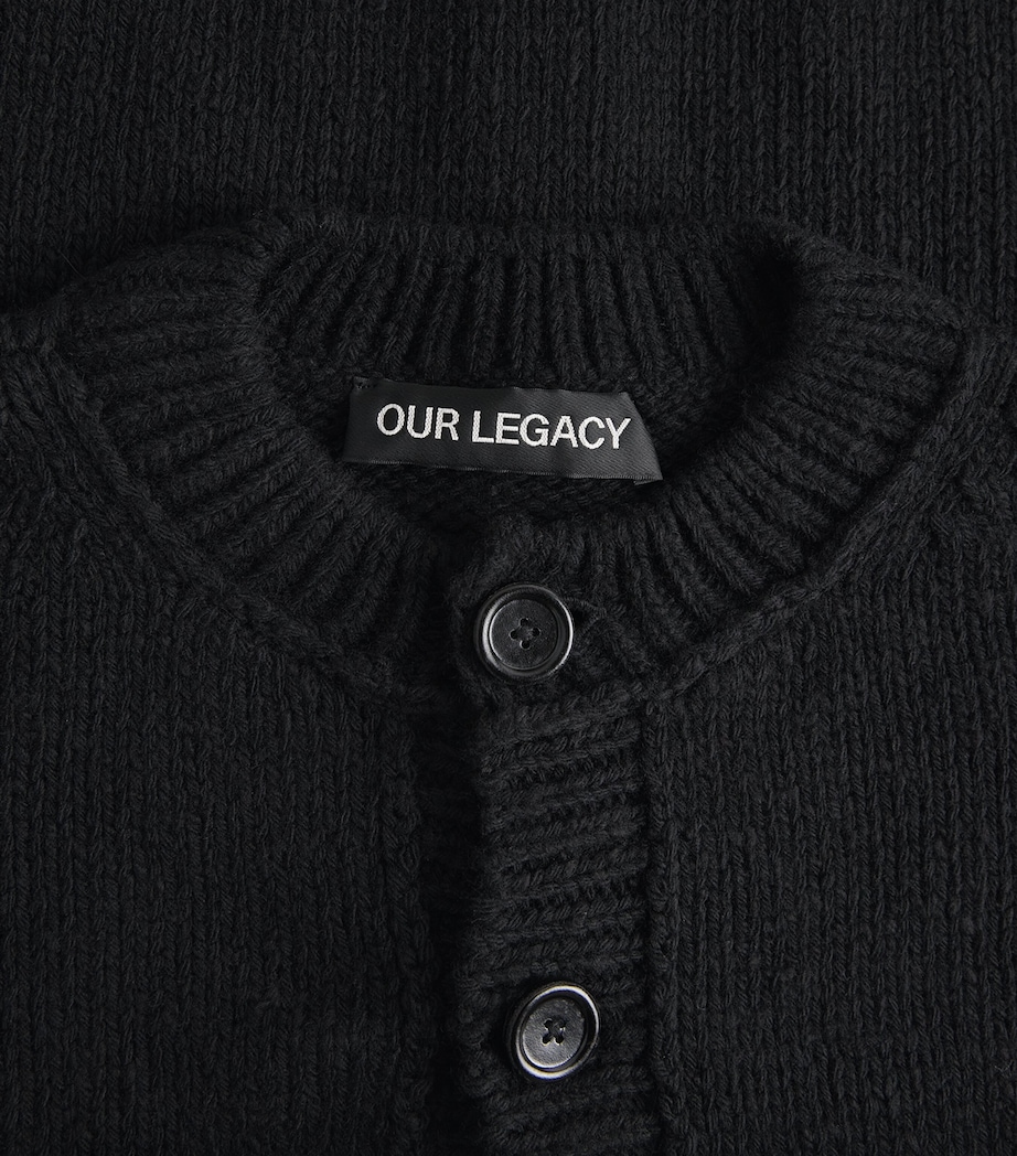 Our Legacy Mens Wool Pitch Cardigan Slub Twisted Blk Wl Image 6