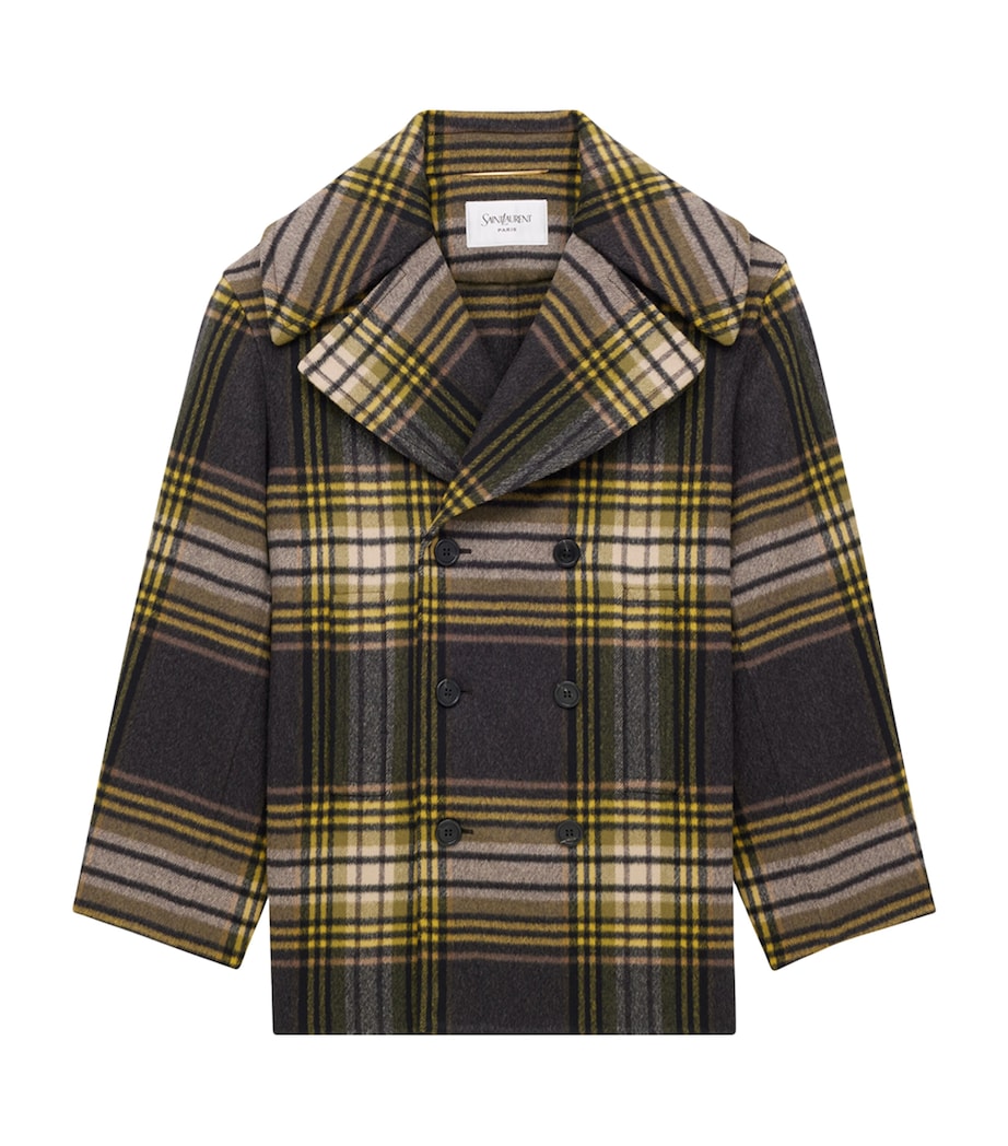 Virgin Wool Check Pea Coat 1737 Image 1