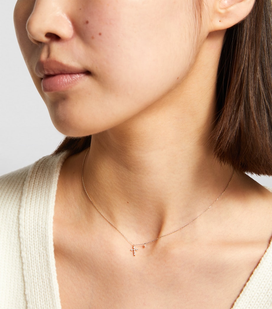 Yellow Gold and Diamond Symbols Cross Necklace YELLOW GOLD Image 4