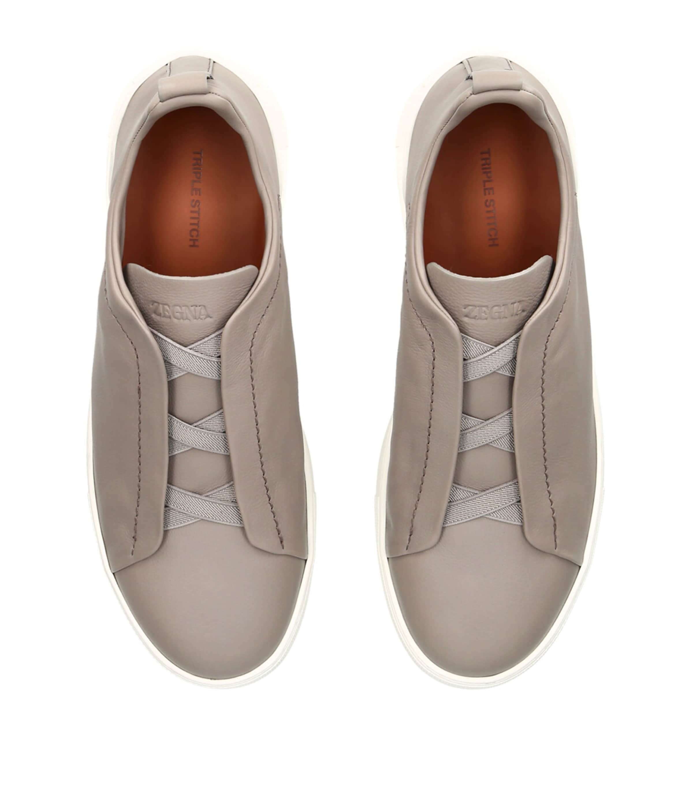 Leather Triple Stitch SECONDSKIN Sneakers GREY Image 4