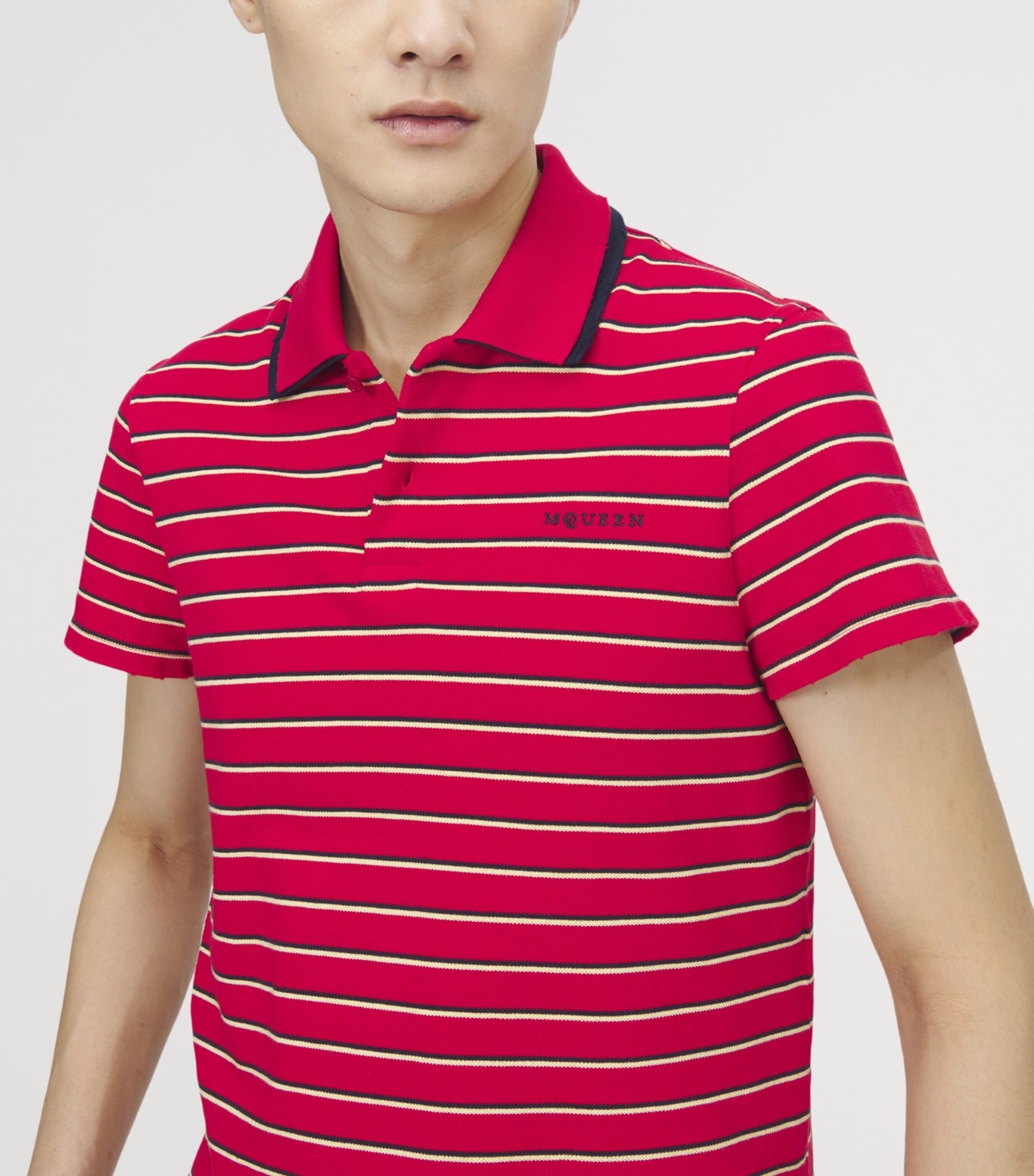 McQueen Mens Stripe Polo Shirt Image 6