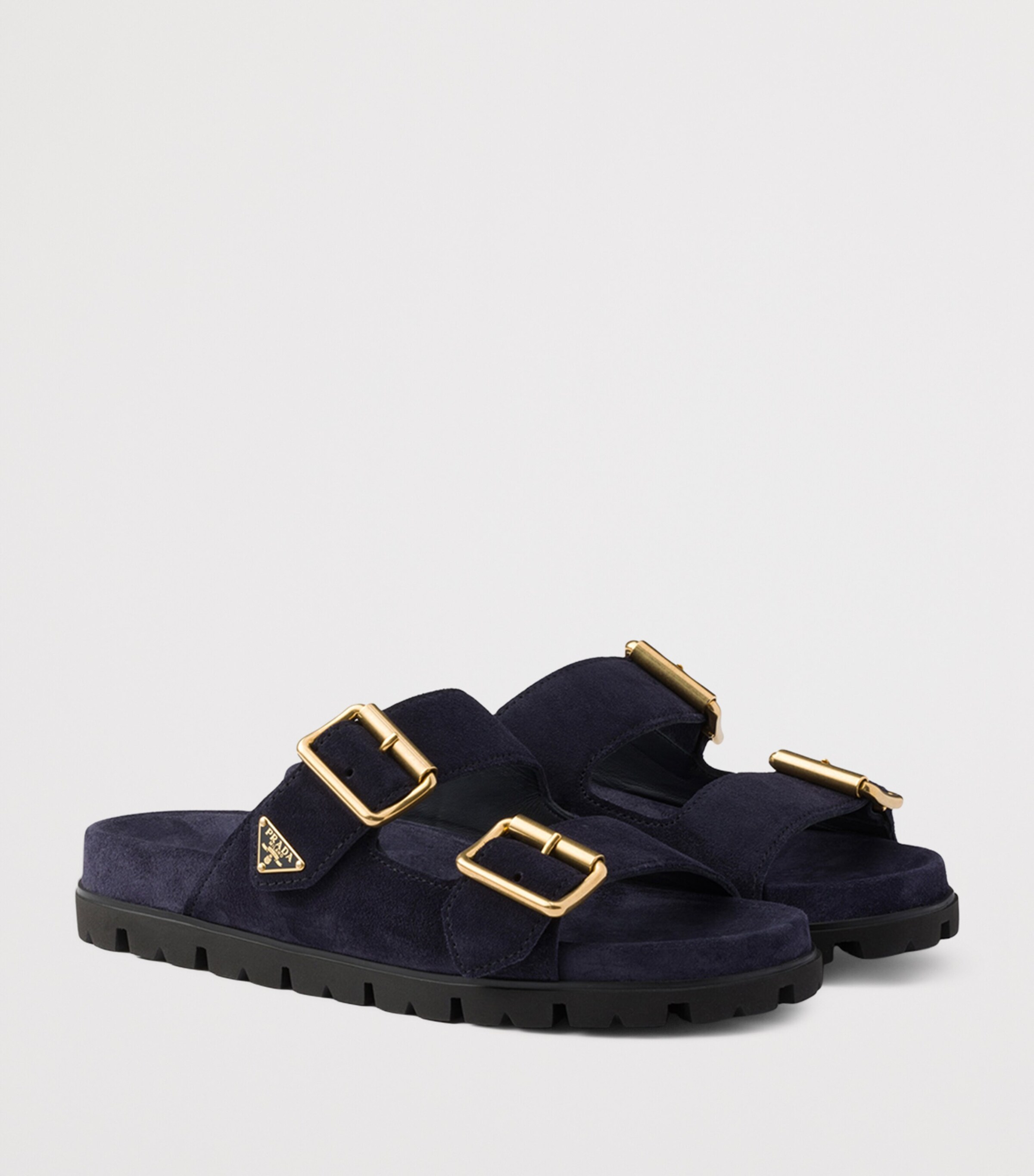 Prada Suede Buckle Slides Image 2