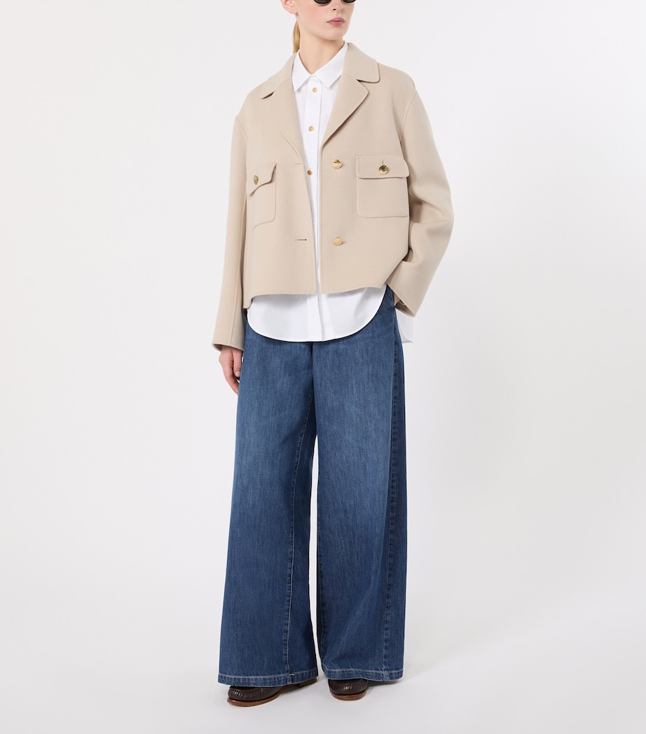 Max Mara Womens Virgin Wool Short Jacket Beige Image 2