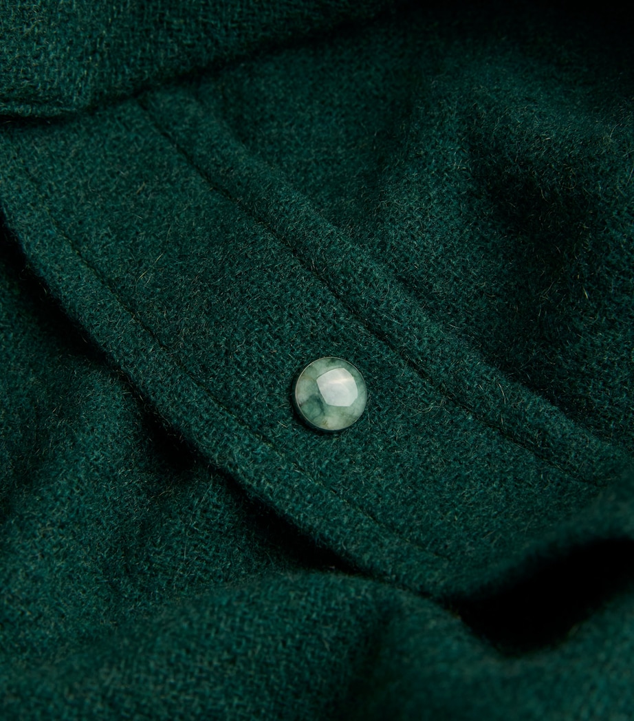 Unisex Cashmere Press-Stud Overshirt FOREST GREEN Image 5