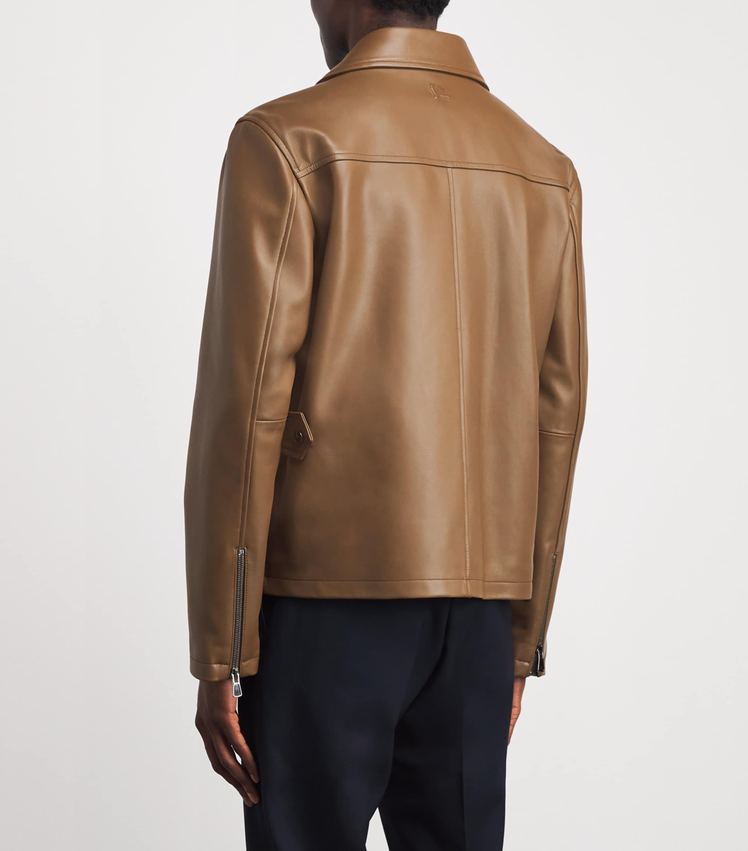 Isaia Mens Lamb Suede Motorcycle Jacket Image 5