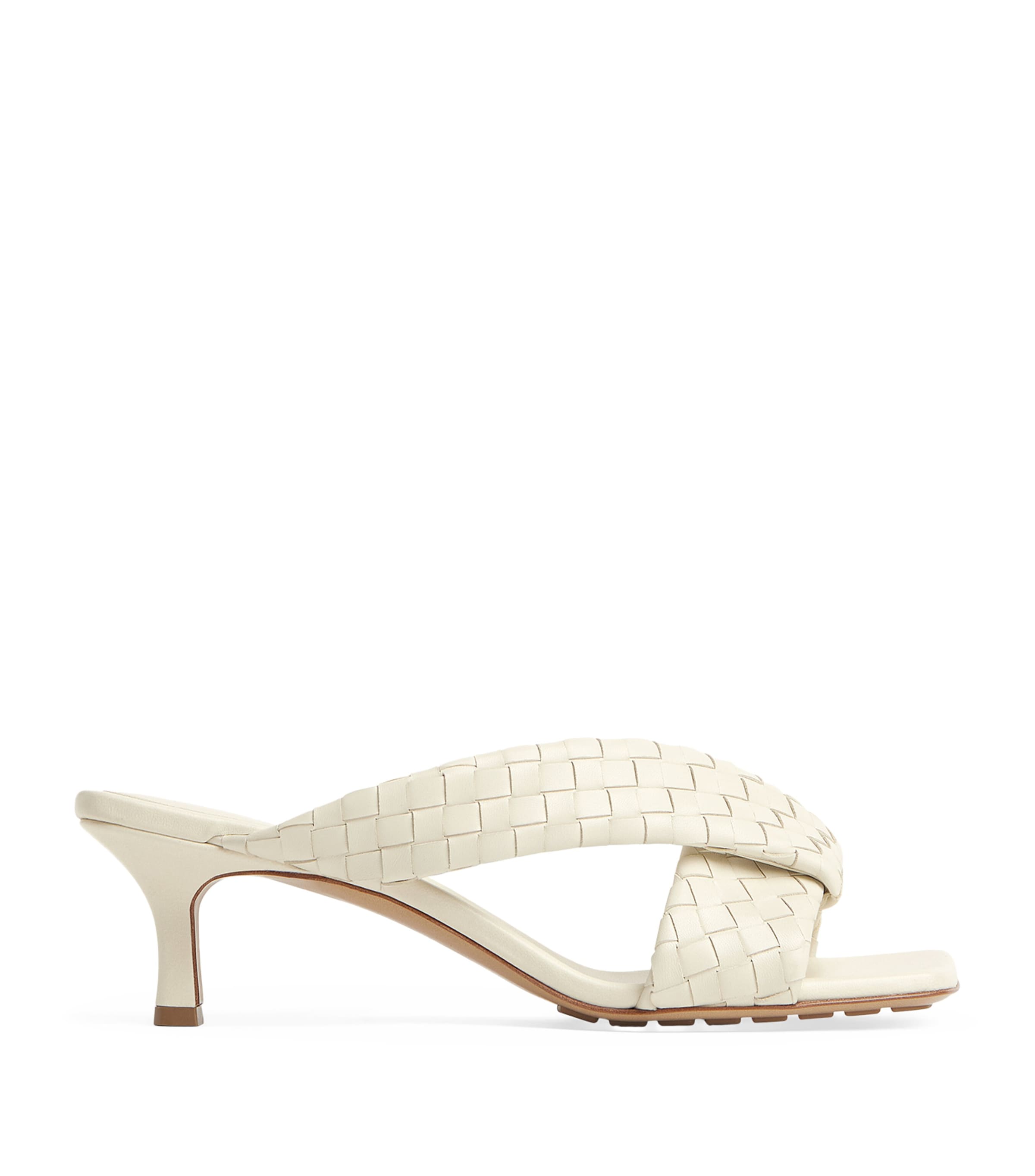 Bottega Veneta Leather Intrecciato Riva Mules 50 In White