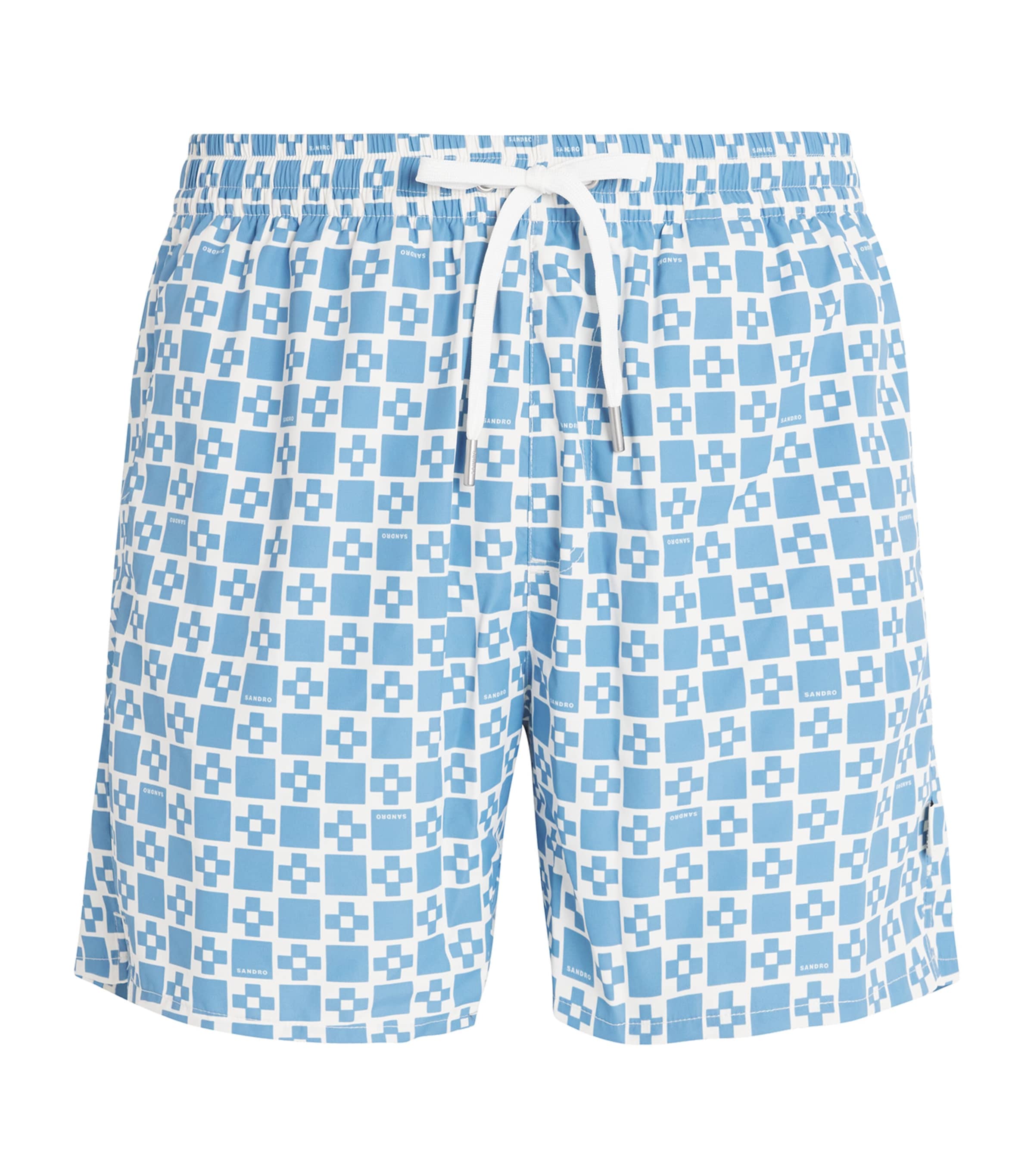Sandro Logo Print Swim Shorts In Blue