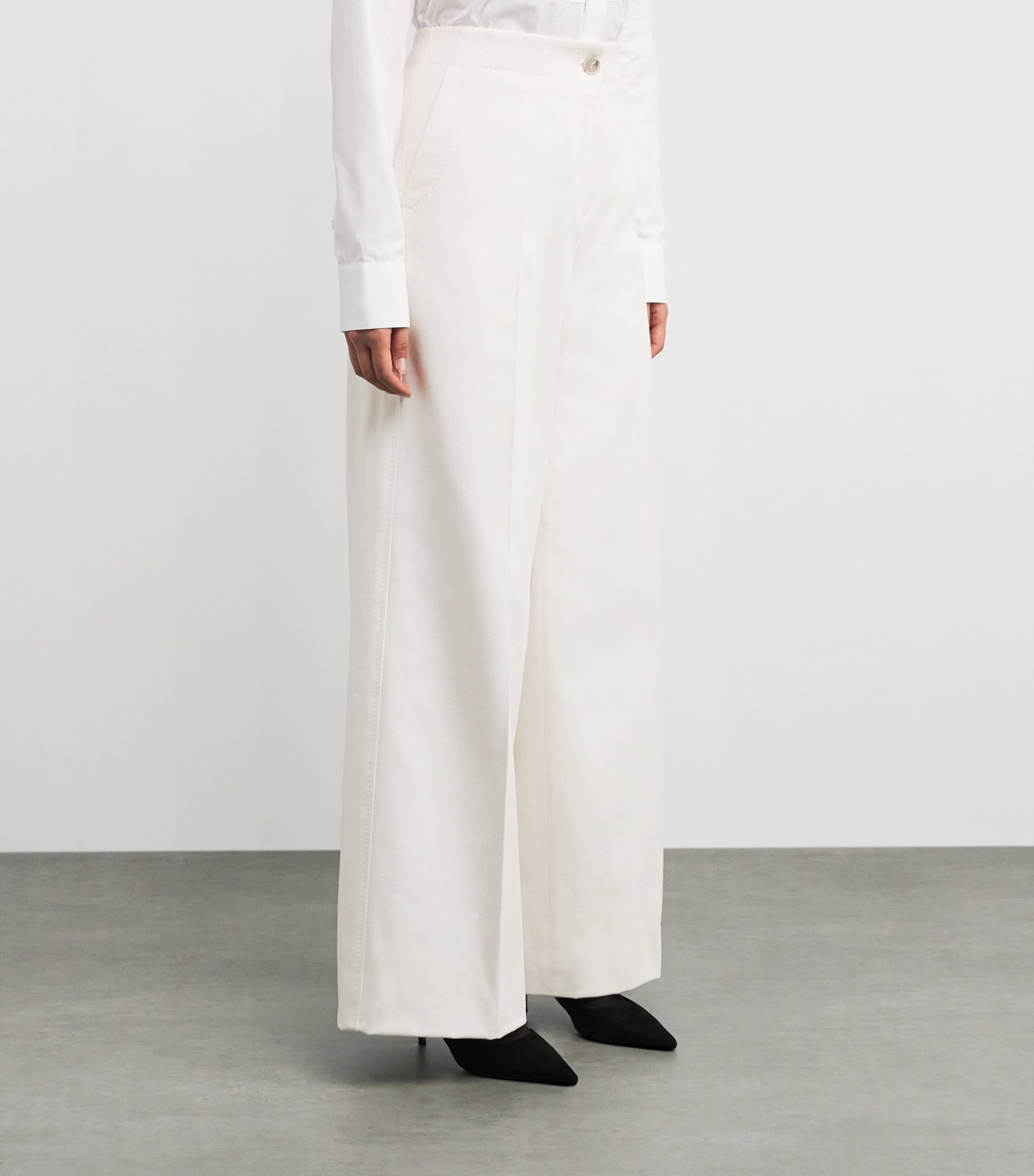 Brioni Womens Cotton-Silk Wide-Leg Trousers Image 3
