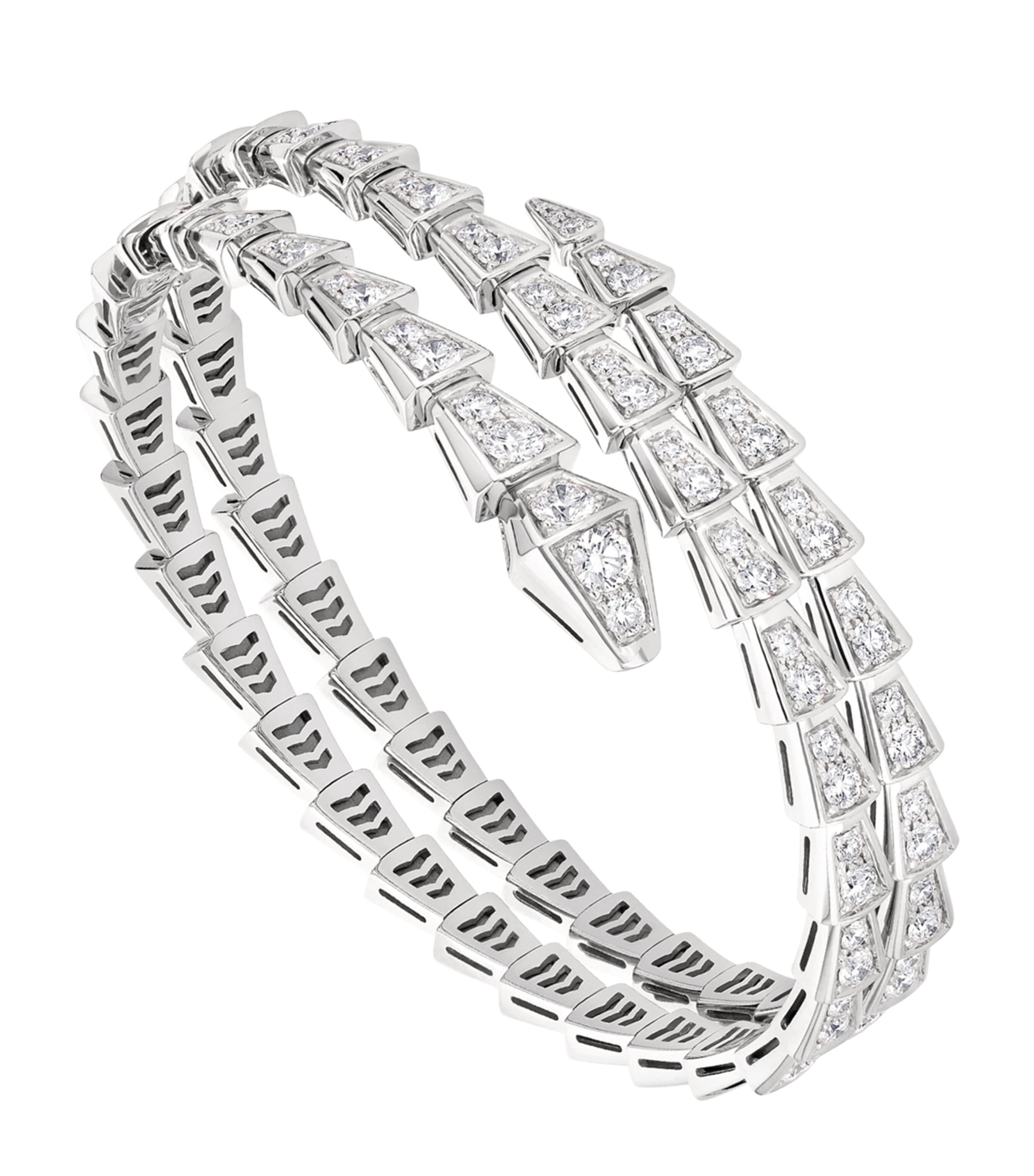 Bvlgari Medium White Gold and Diamond Serpenti Viper Bracelet White Gold Image 1
