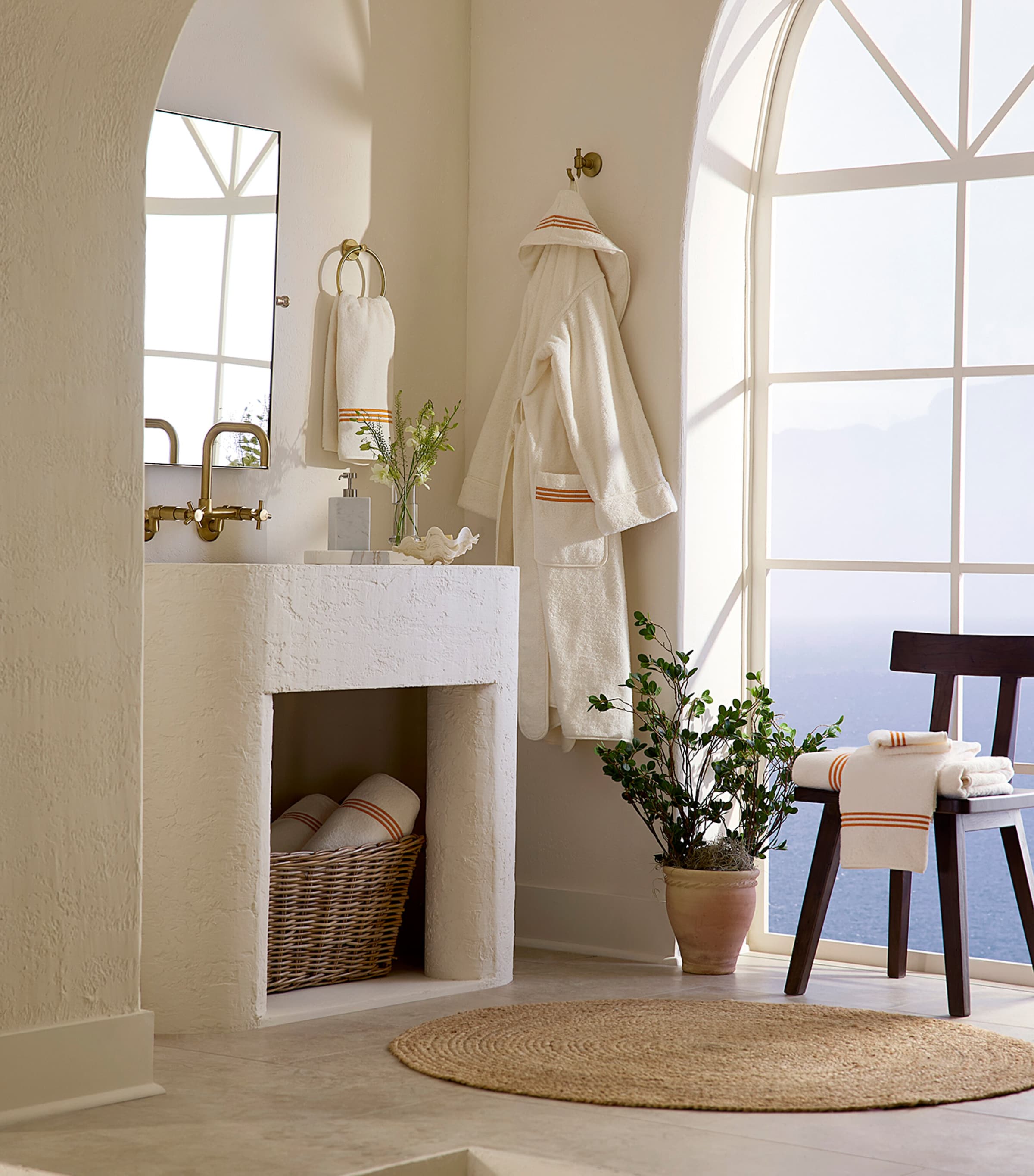 Pratesi Tre Righe Robe (Large) Ivory/orange Image 2