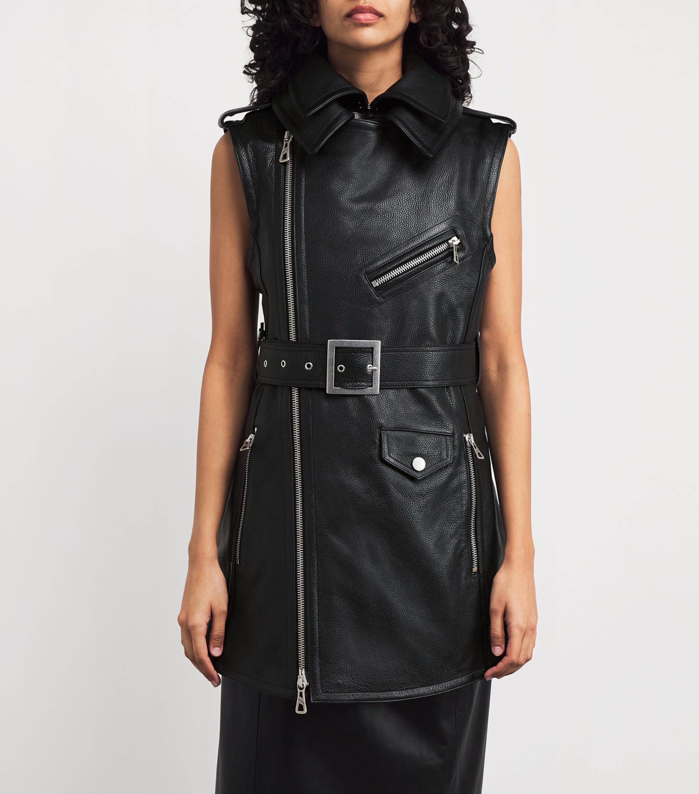 Jean Paul Gaultier Black Belted Leather Vest | Harrods US