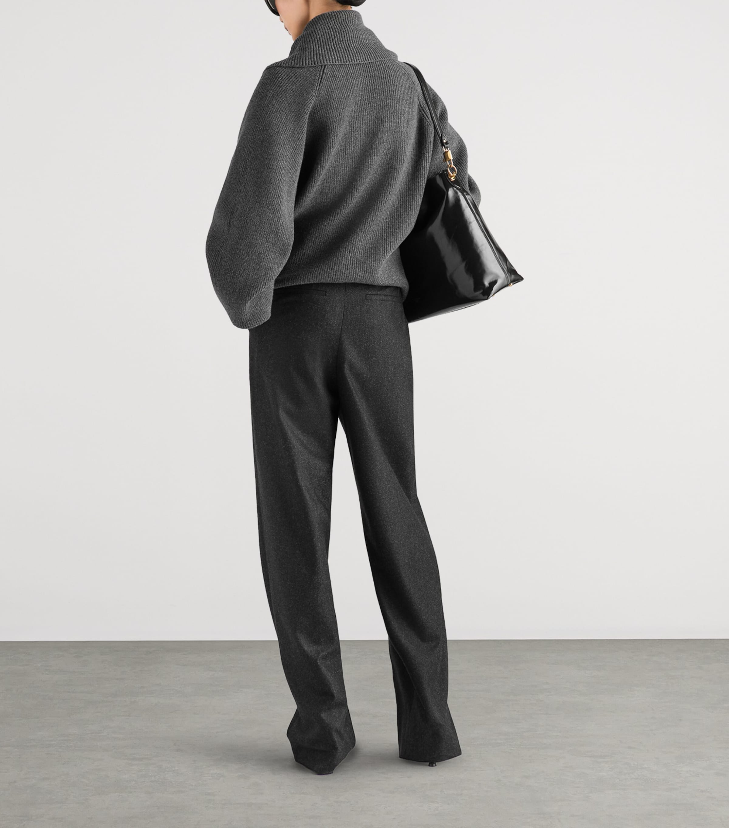 Dolce&Gabbana Womens Virgin Wool Straight Trousers Melange Grey Image 3