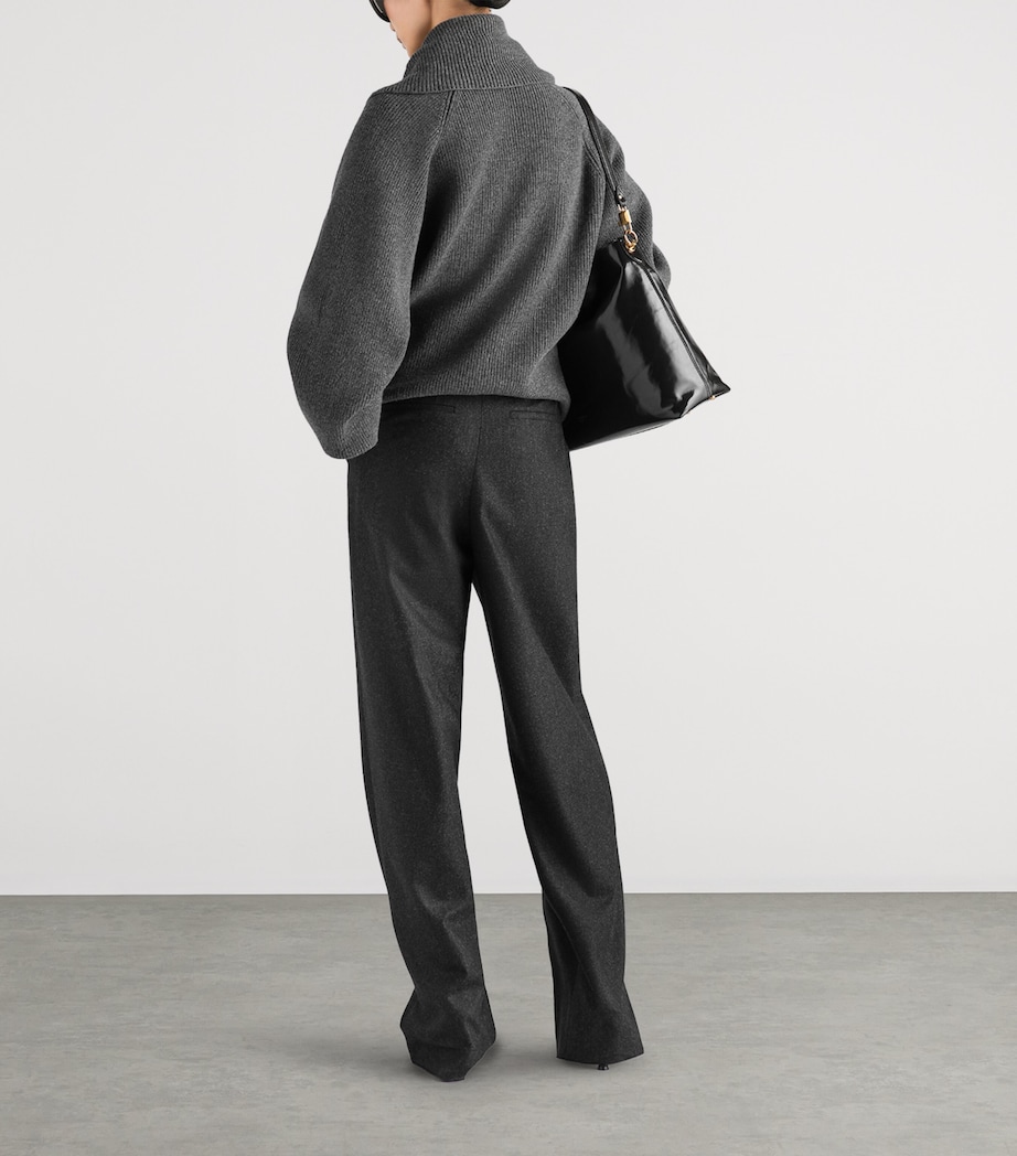Dolce&Gabbana Womens Virgin Wool Straight Trousers Melange Grey Image 3