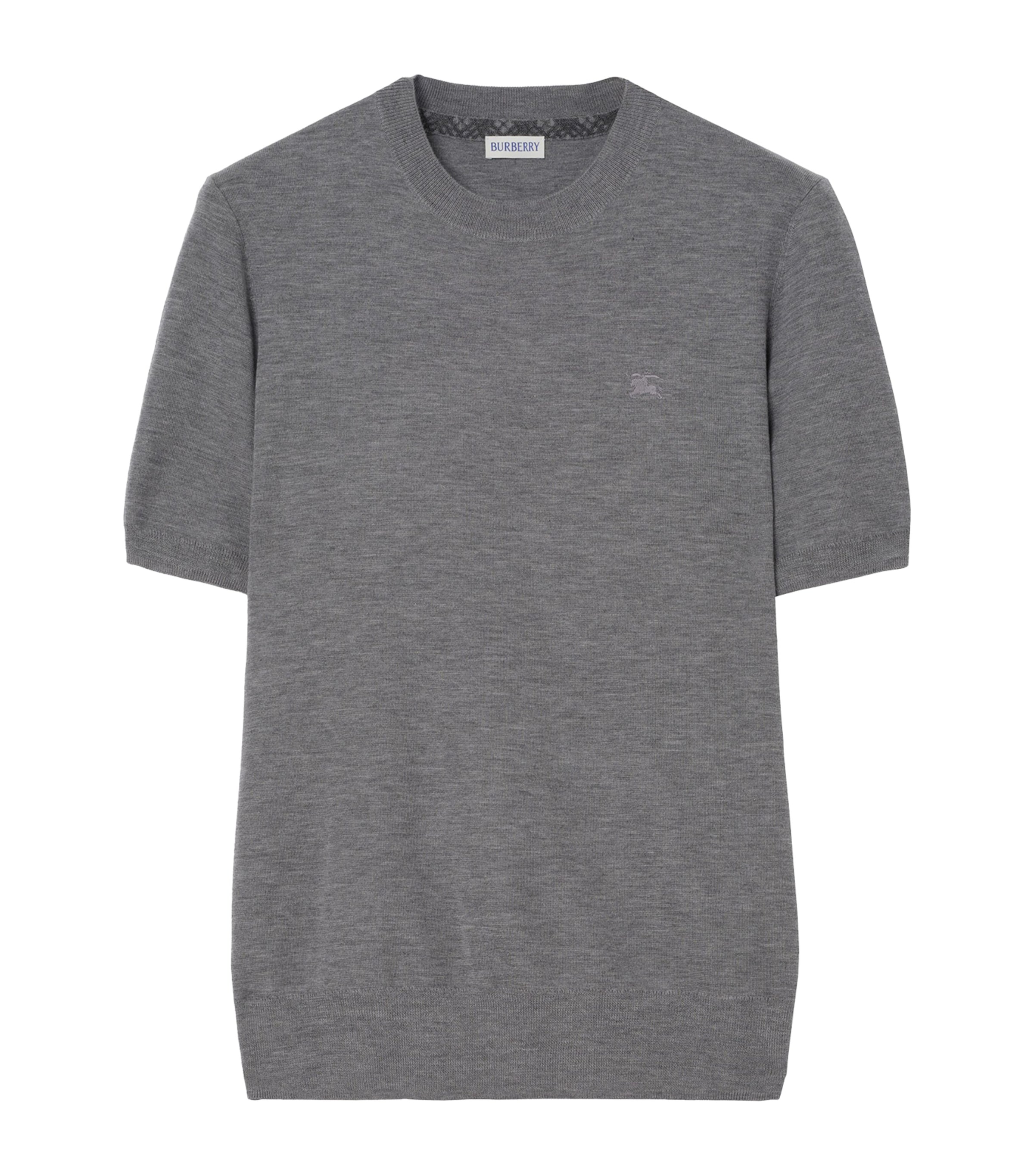 Burberry Mens Cashmere T-Shirt Mid Grey Melange Image 1