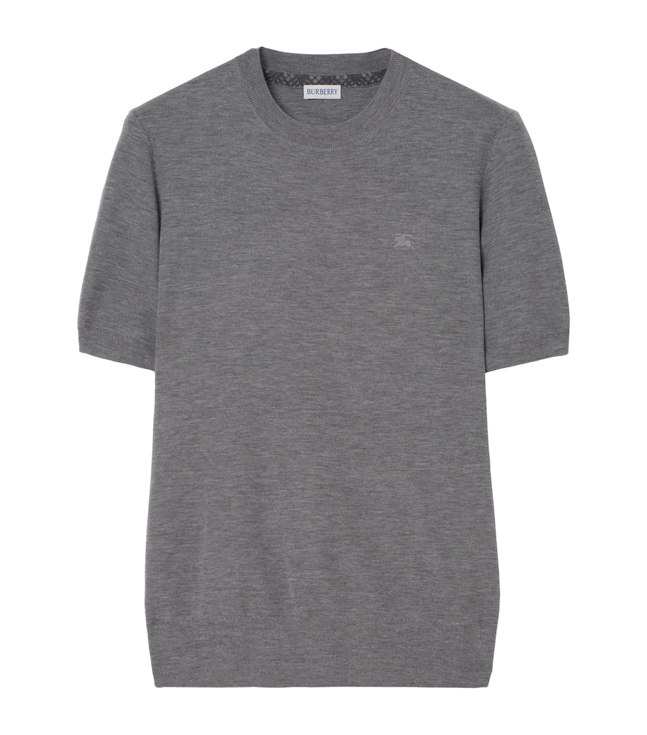 Burberry Mens Cashmere T-Shirt Mid Grey Melange Image 1