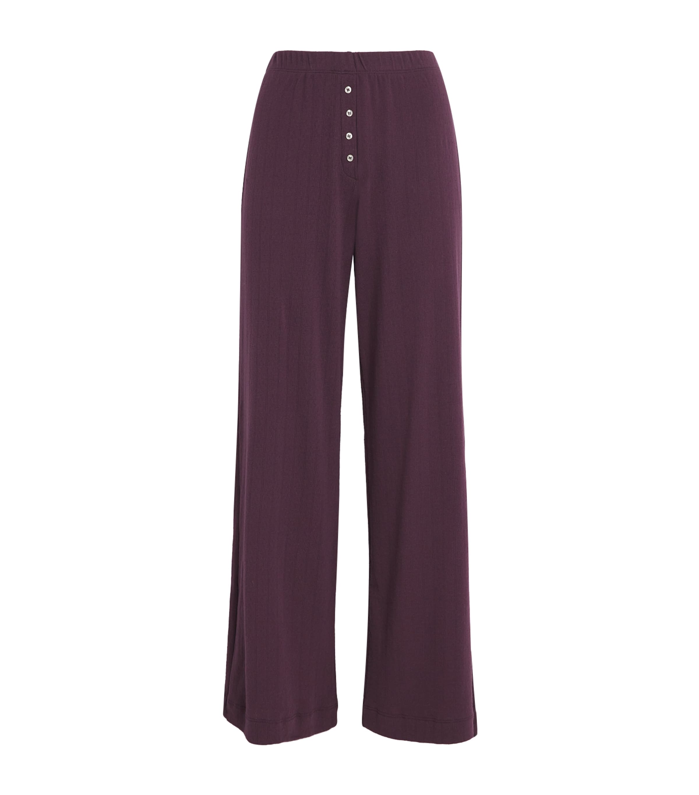 Leset Cotton Pointelle Lounge Trousers In Purple