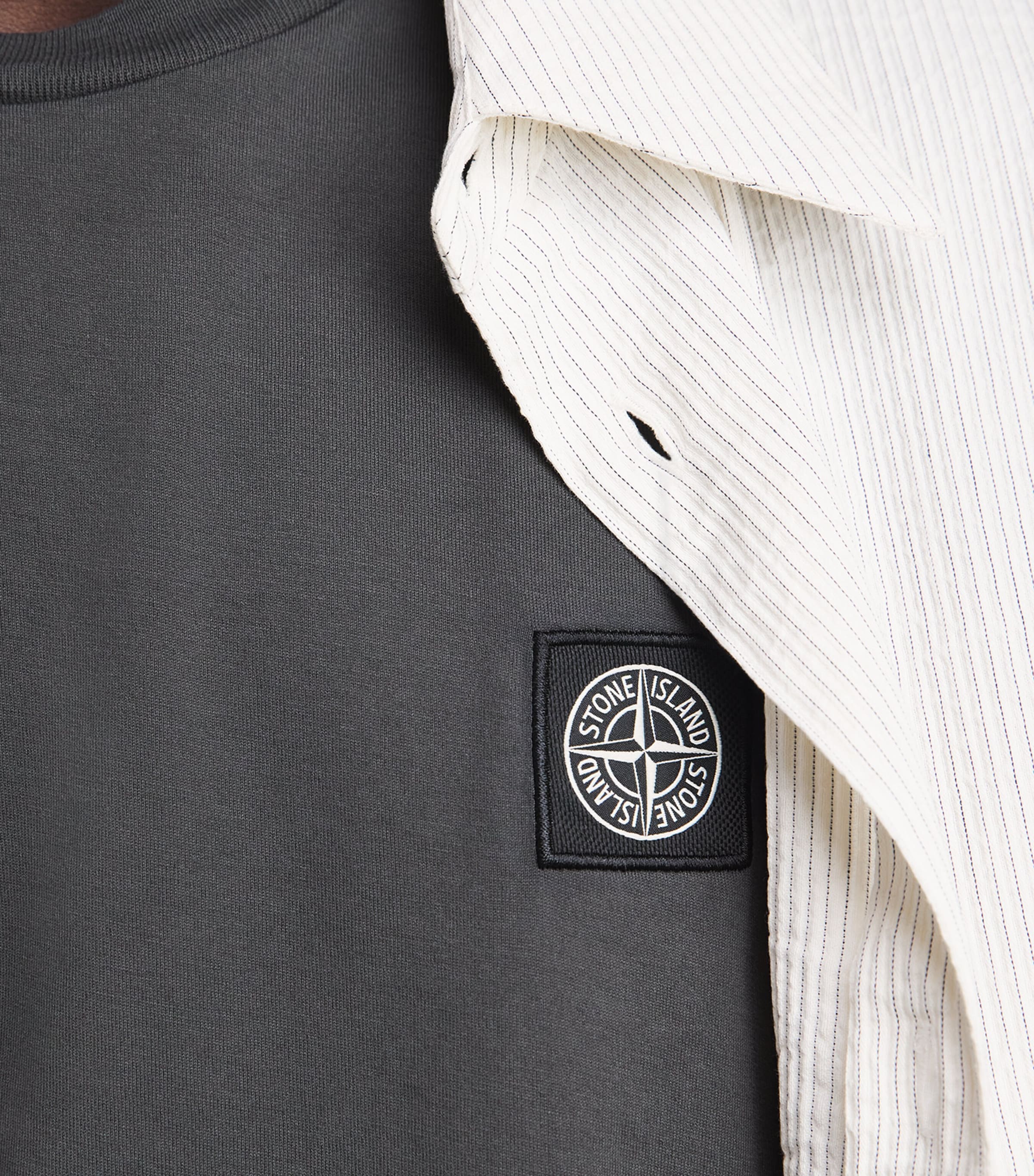 Stone Island Mens Cotton Compass Logo T-Shirt Image 3