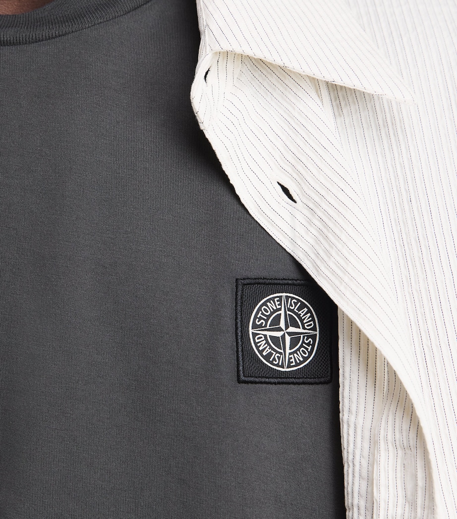 Stone Island Mens Cotton Compass Logo T-Shirt Image 3