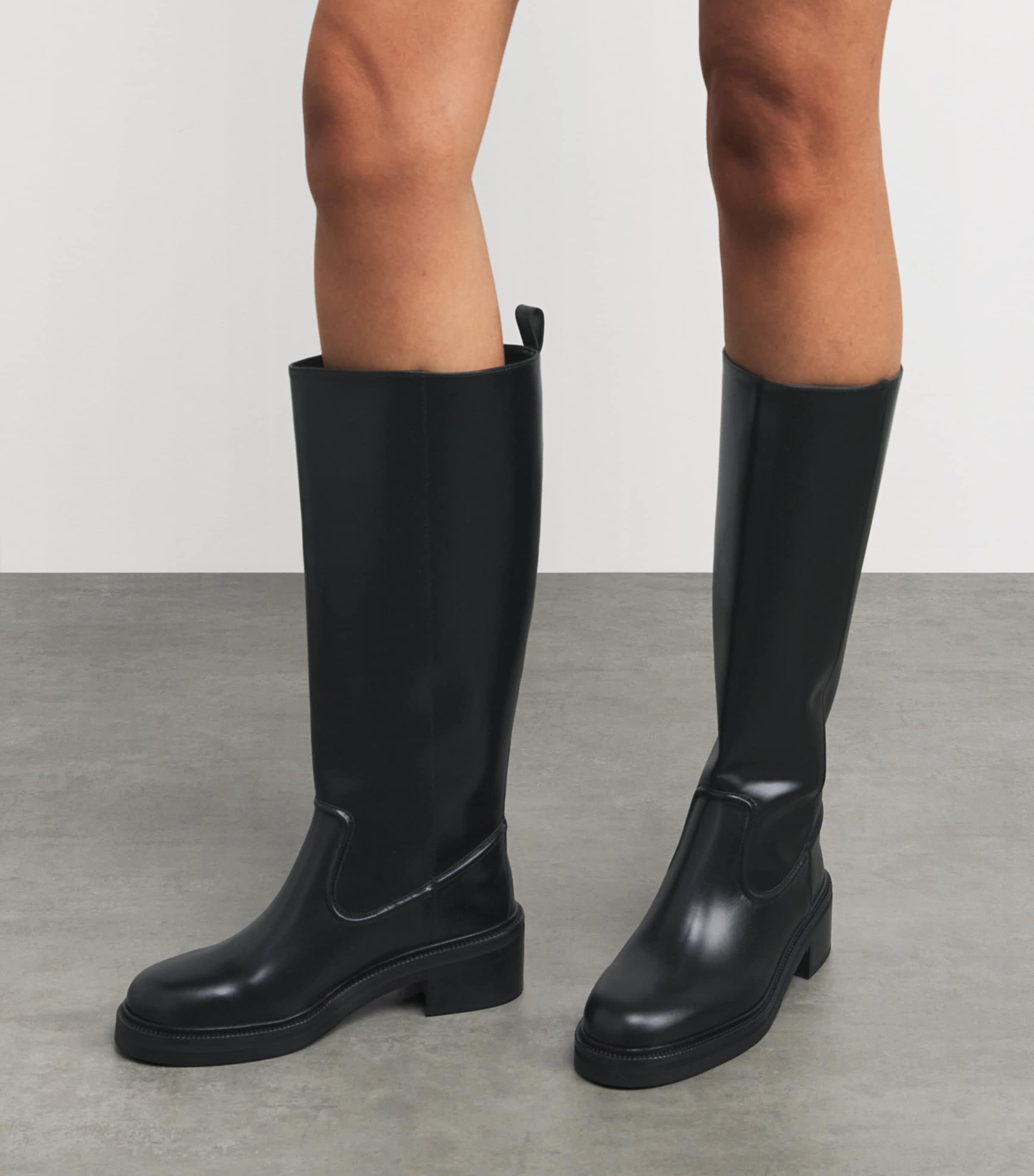 Leather Knee-High Boots BLACK Image 6