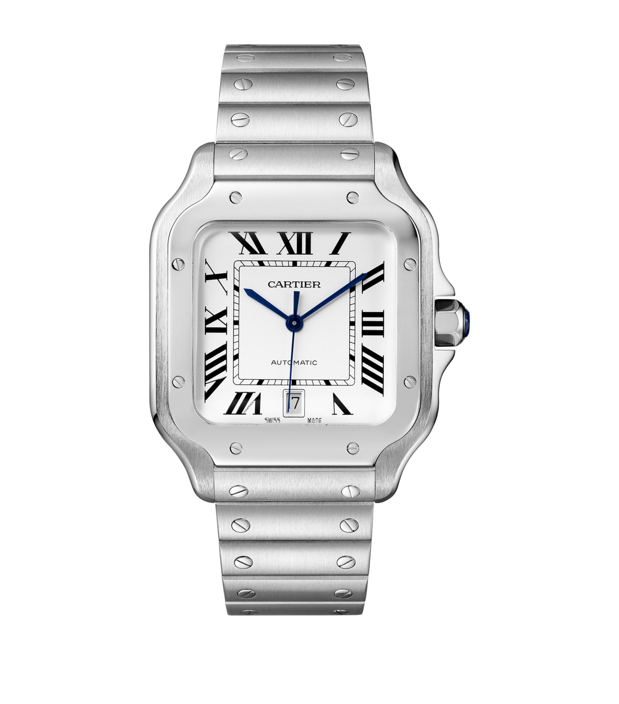 Large Steel Santos de Cartier Watch 39.8mm GREY Image 1