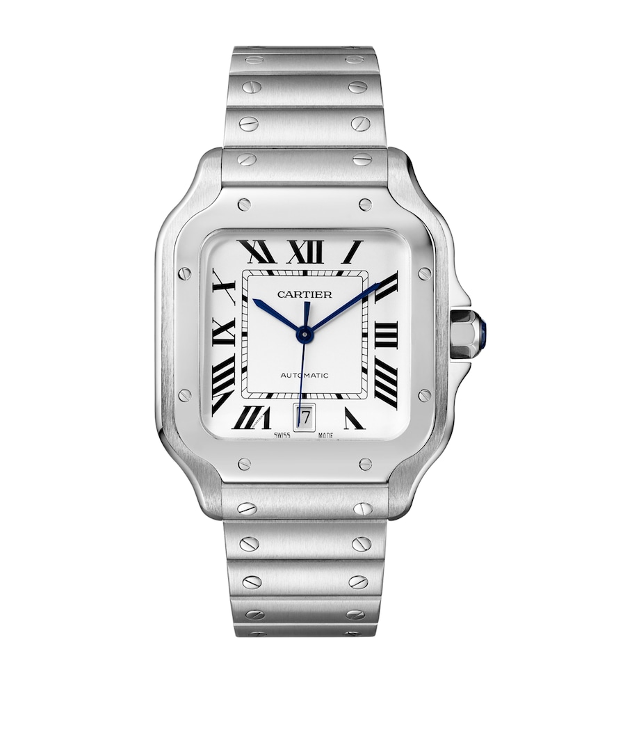 Large Steel Santos de Cartier Watch 39.8mm GREY Image 1