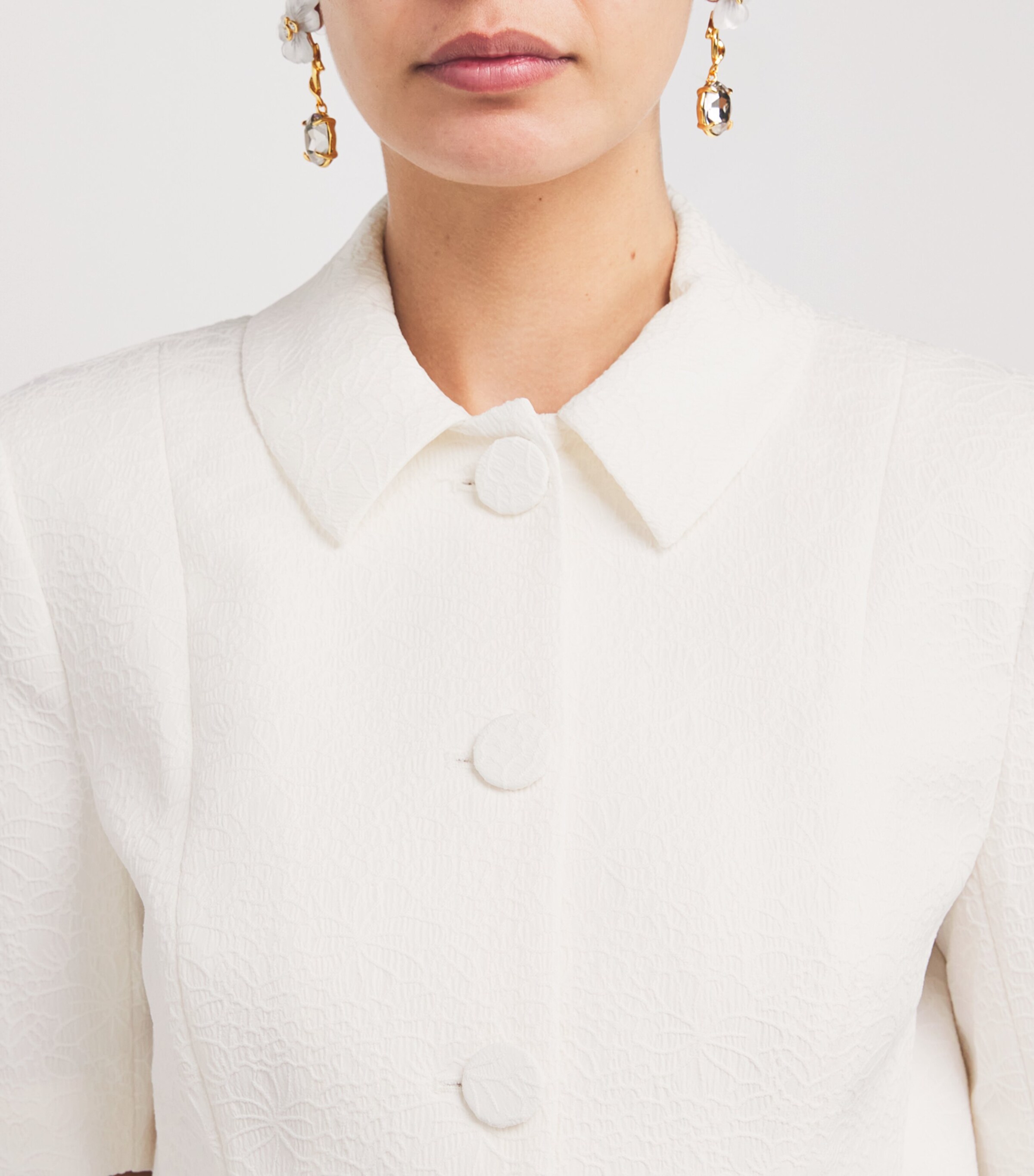 Floral Jacquard Bodie Dickey Jacket W0097 DOVE Image 6