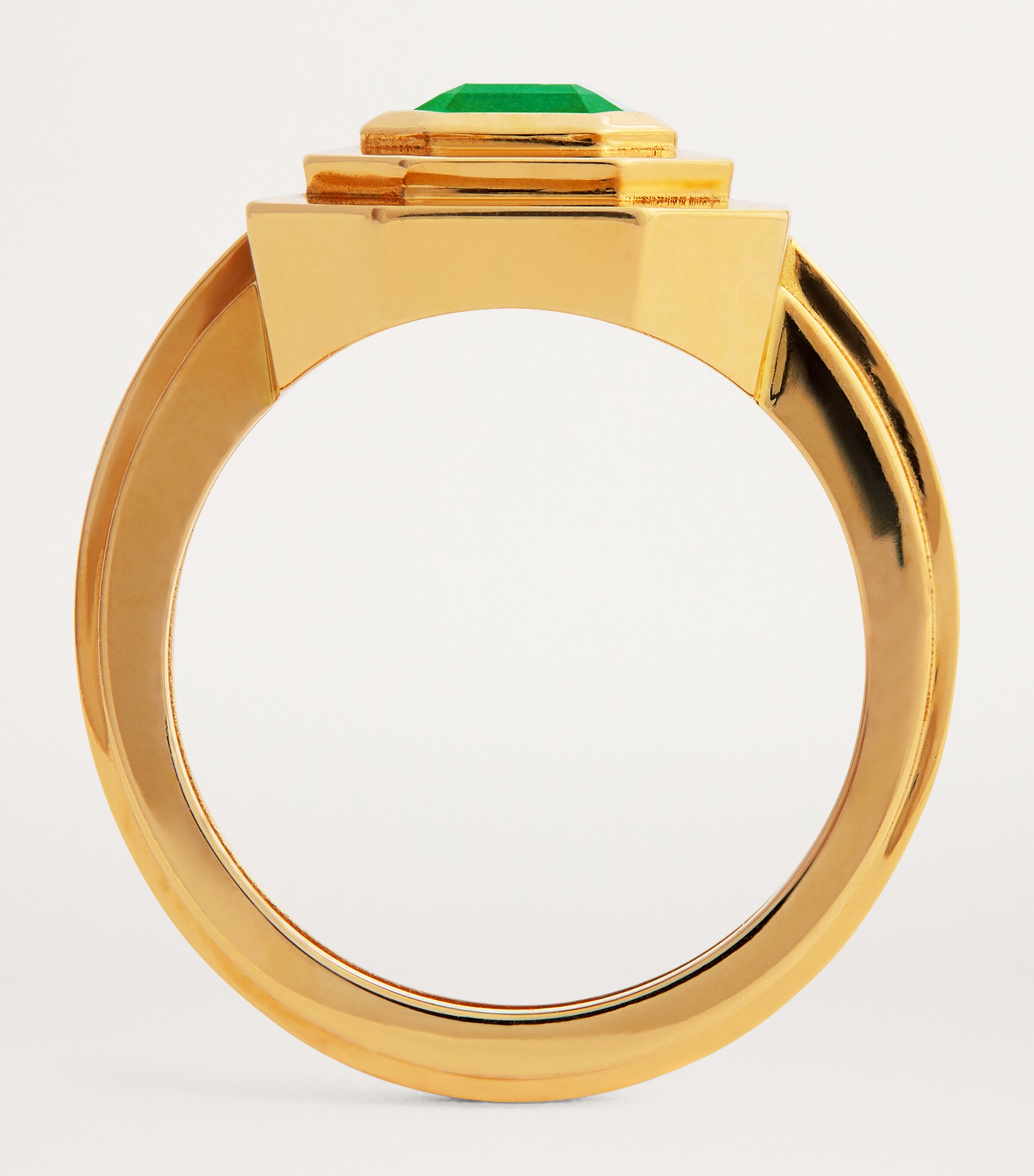 Azlee Yellow Gold and Emerald Staircase Square Ring Yellow Gold Image 2