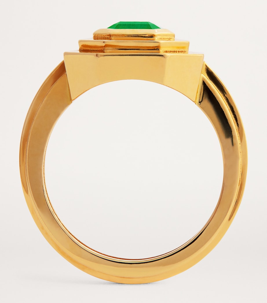Azlee Yellow Gold and Emerald Staircase Square Ring Yellow Gold Image 2