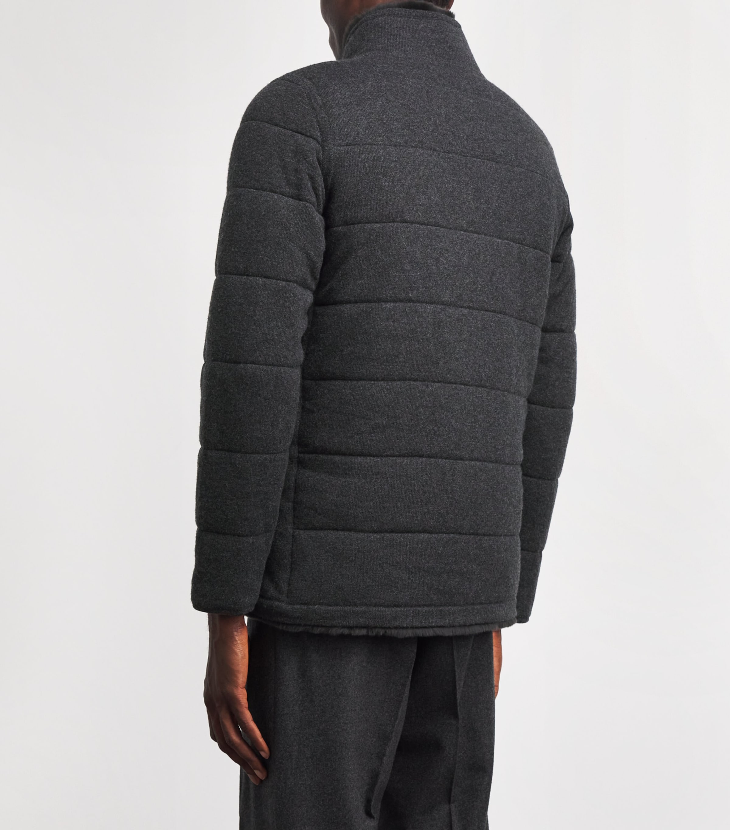N.Peal Mens Cashmere Fur-Lined Jacket Charcoaldark Grey Image 5