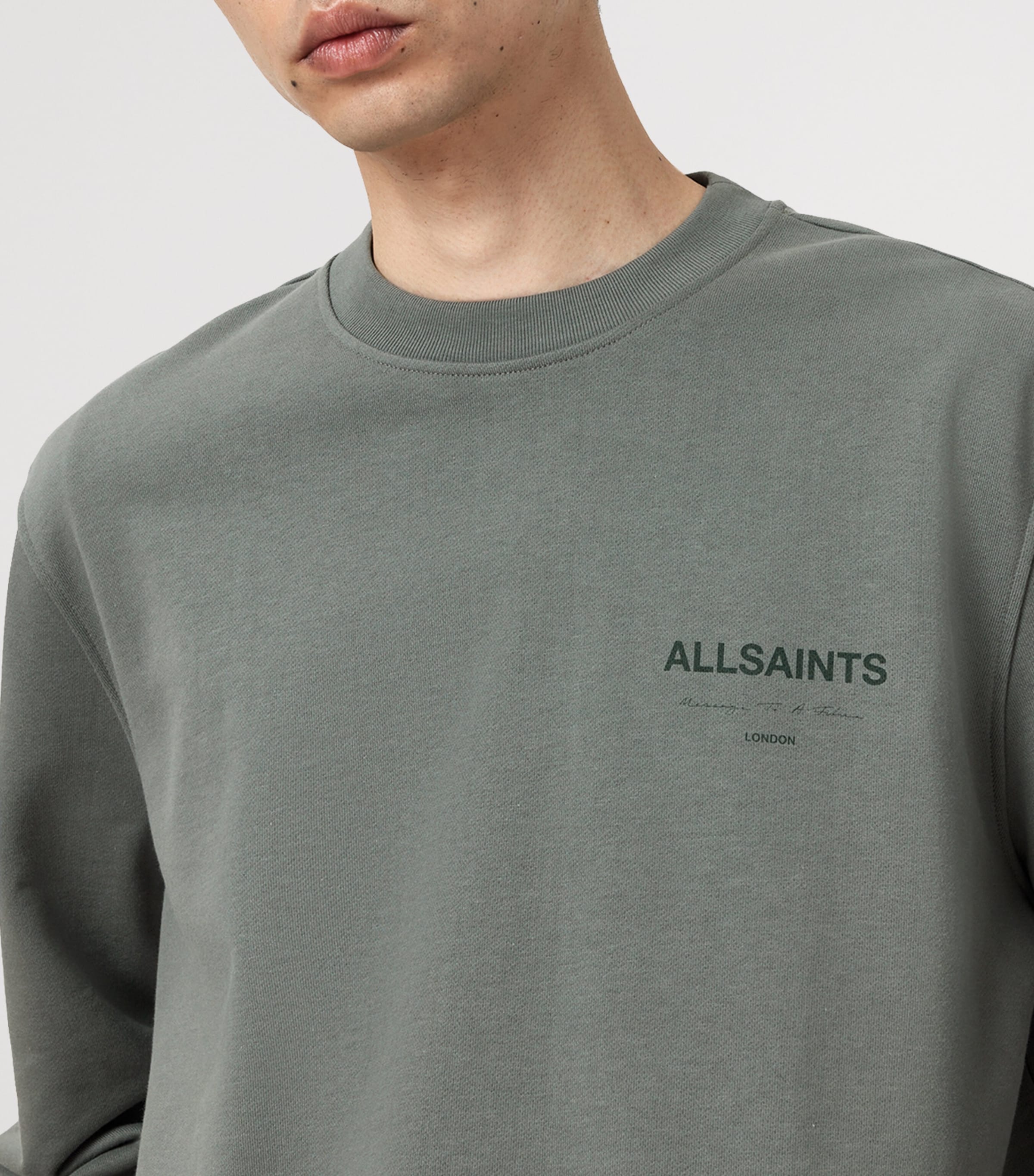 AllSaints Mens Organic Cotton Future Sweatshirt Gastor Green Image 6