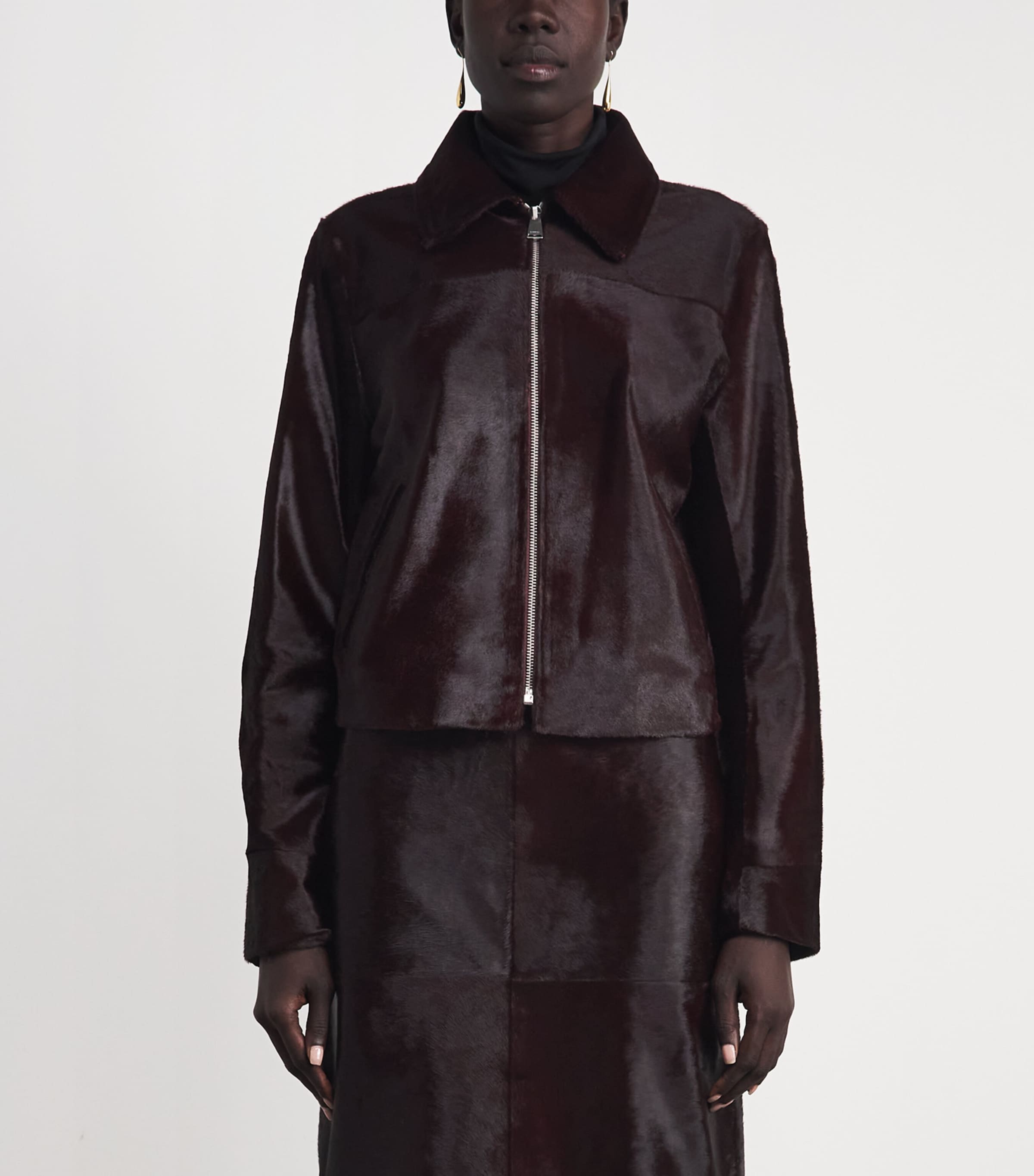 Simkhai Womens Calf Hair Jacket Fig Image 4