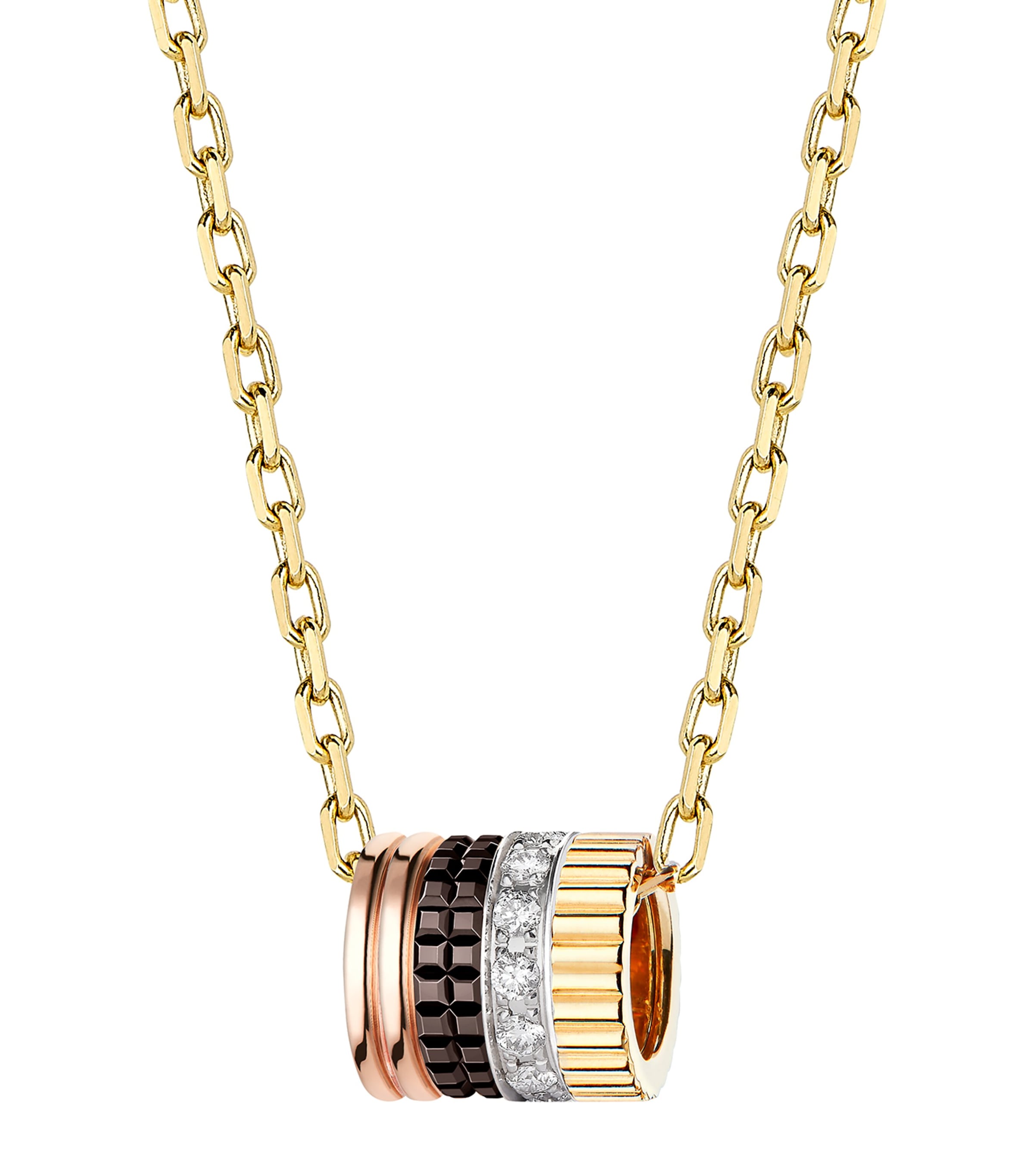 Boucheron Mixed Gold And Diamond Quatre Classique Pendant Necklace In Yellow Gold