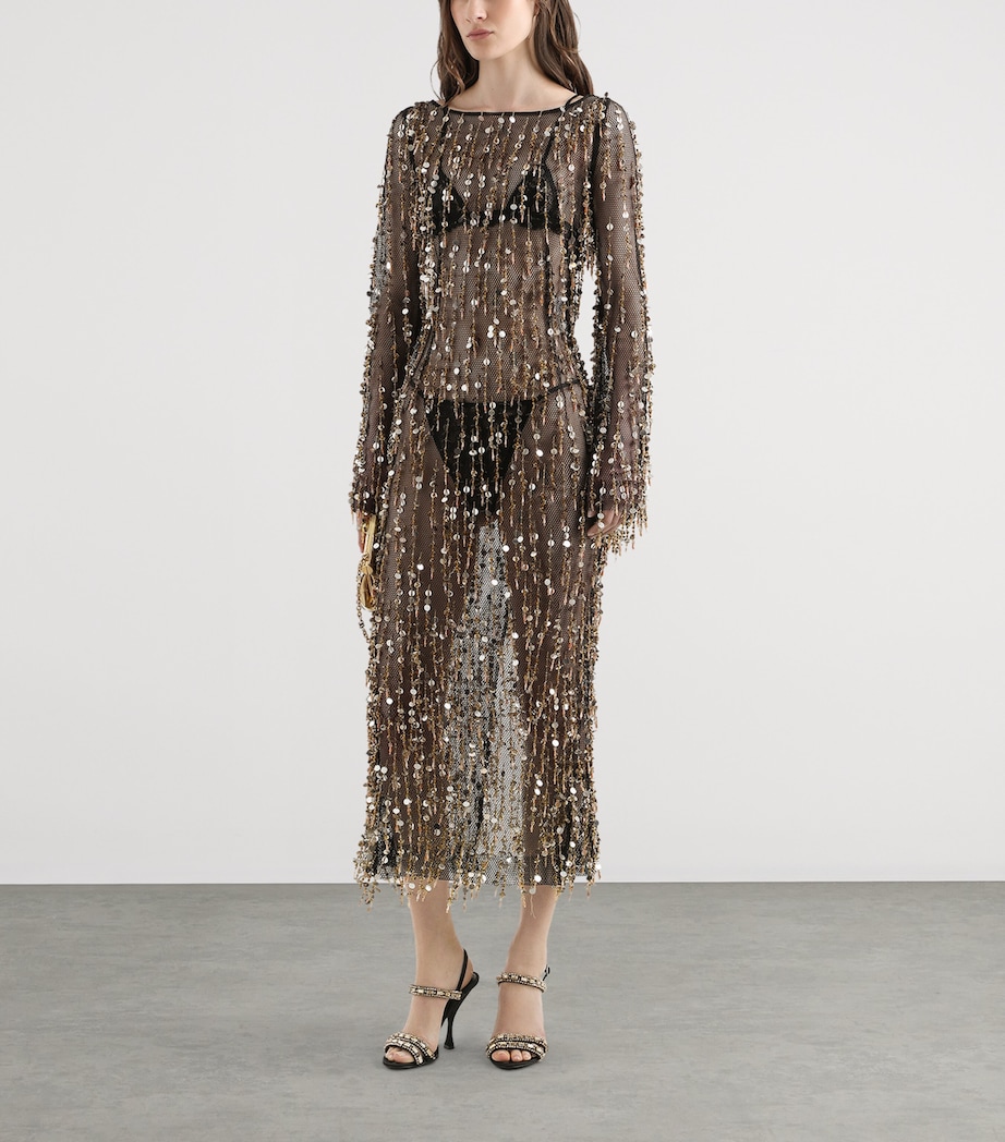 Sequin Mesh Midi Dress S8400-EMBROIDERED Image 2