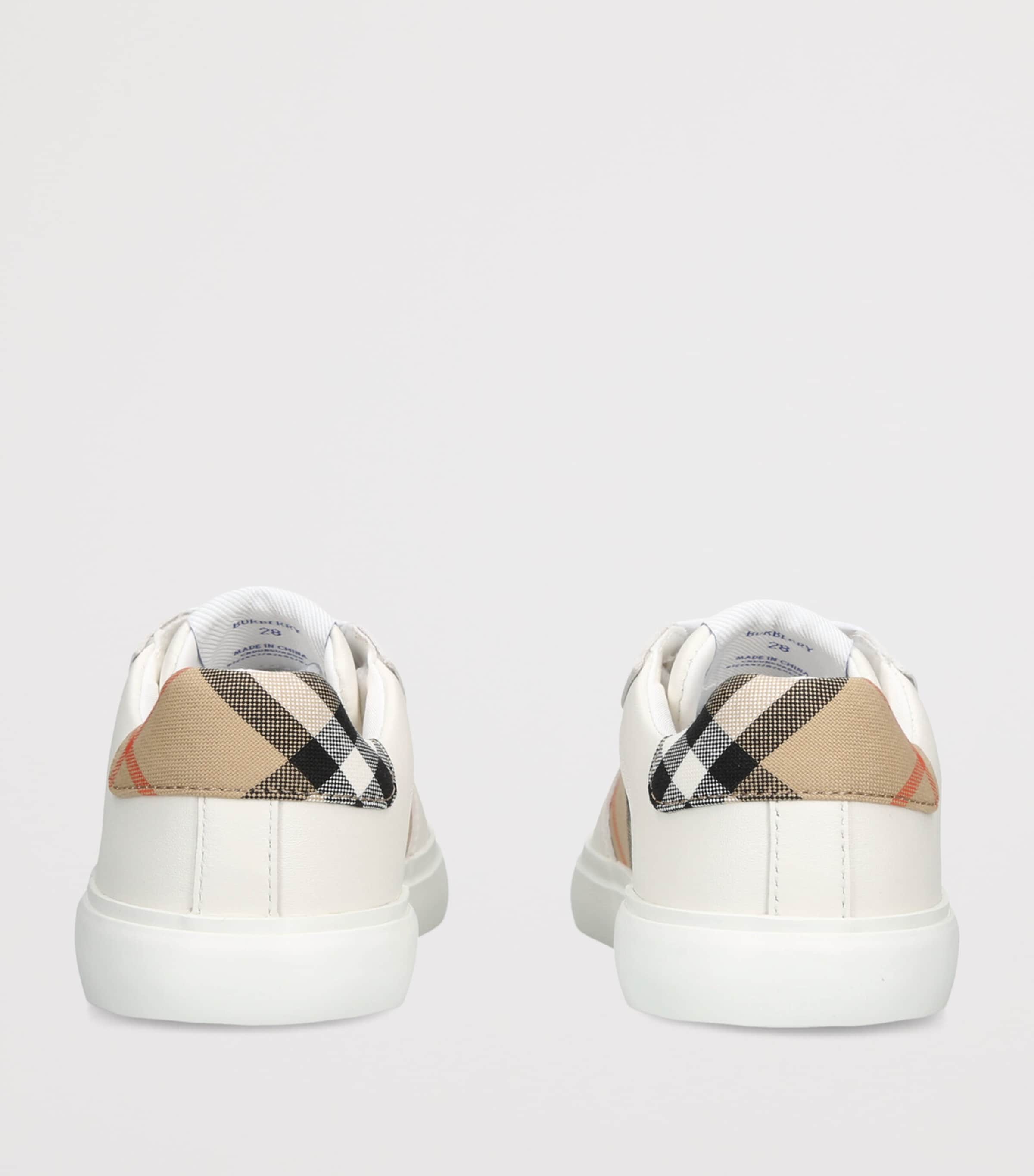 Burberry Kids Leather Noah Sneakers White/comb Image 4