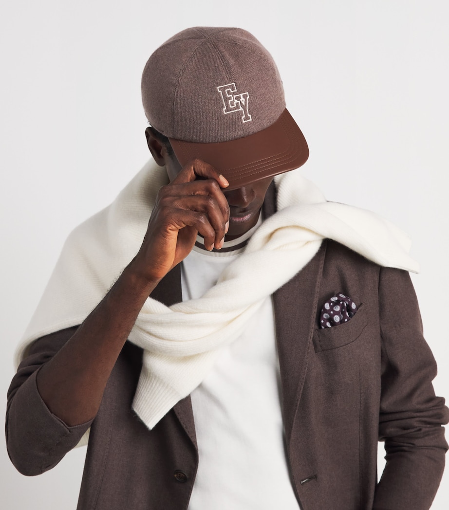 Eleventy Cashmere Wool-Lined Embroidered Baseball Cap Moro E Moro Image 4