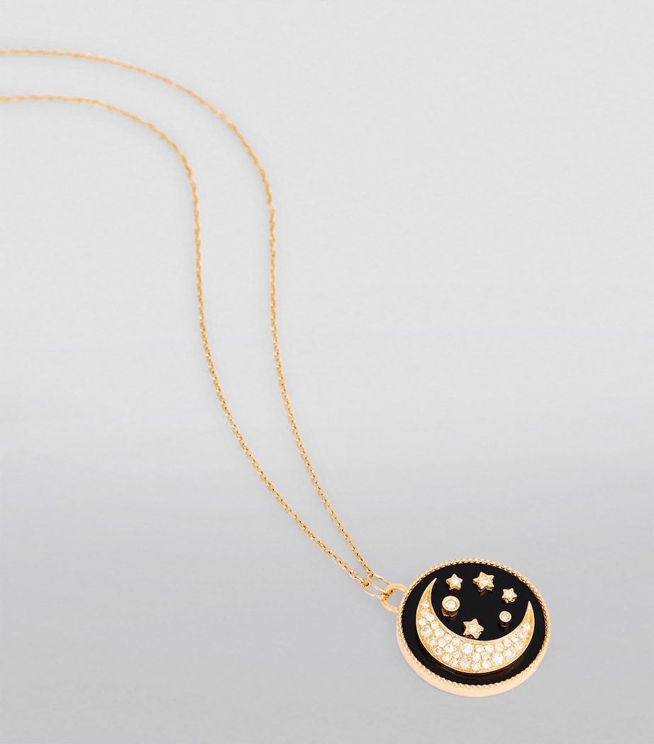 Mini Yellow Gold, Diamond and Onyx Cosmic Love Moonlight Necklace YELLOW GOLD Image 5