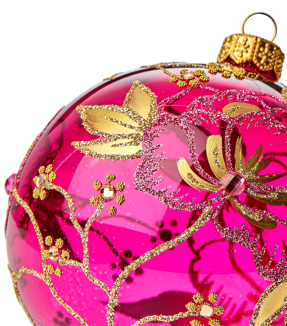 Glass Floral Bauble MAGENTA Image 2