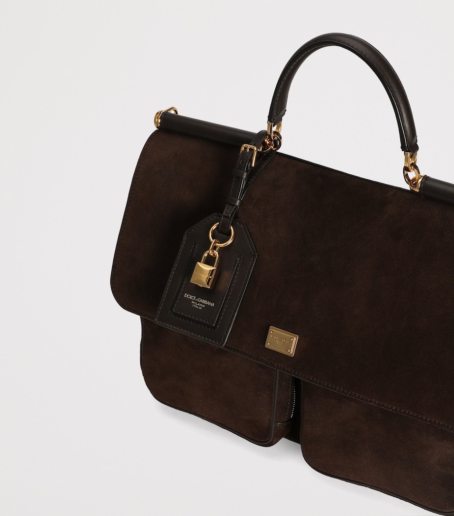 Dolce&Gabbana Suede My Sicily Top-Handle Bag Dark Brown/d Image 7