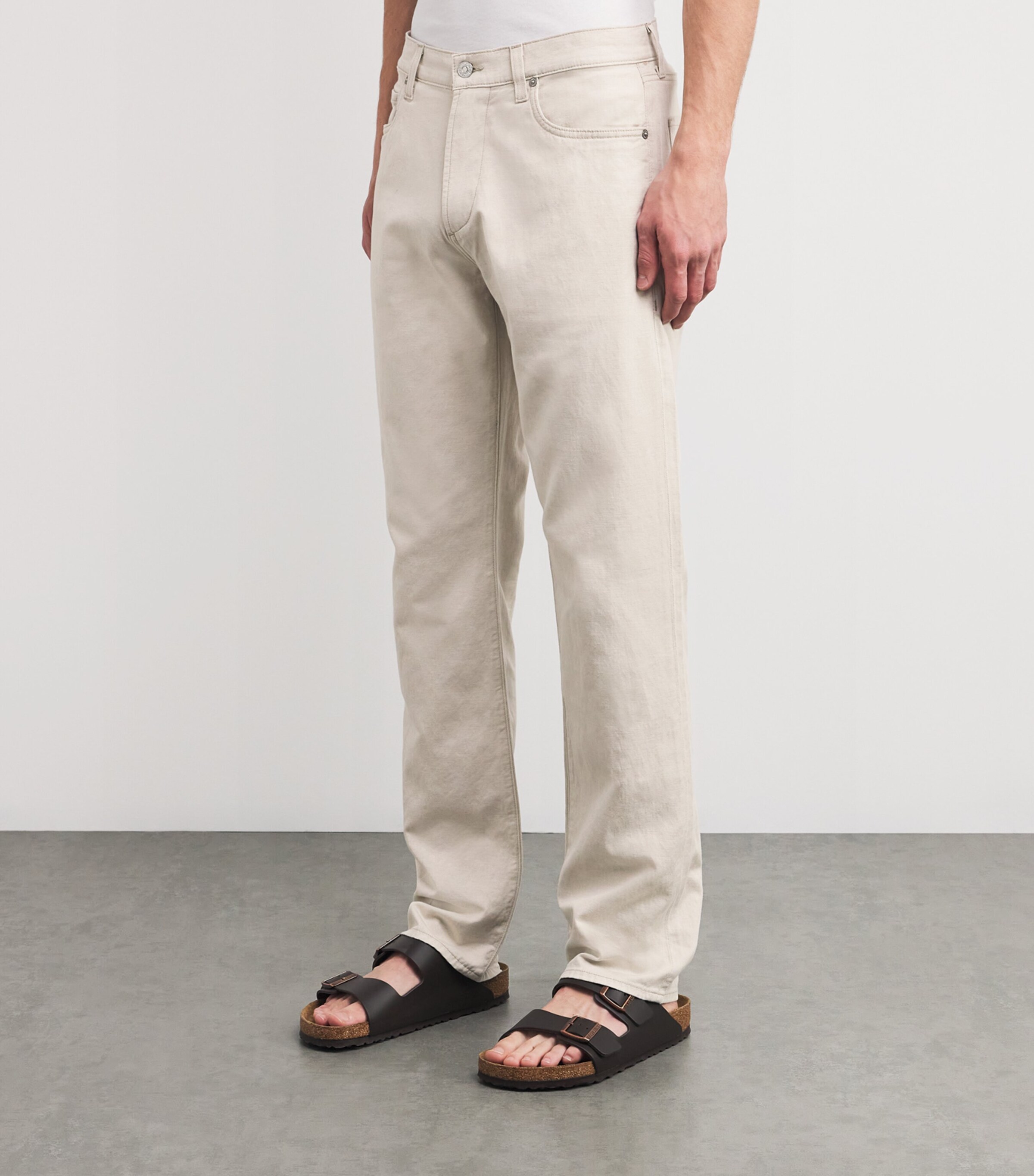 Citizens of Humanity Mens Cotton-Linen Elijah Straight Jeans Natural Image 3