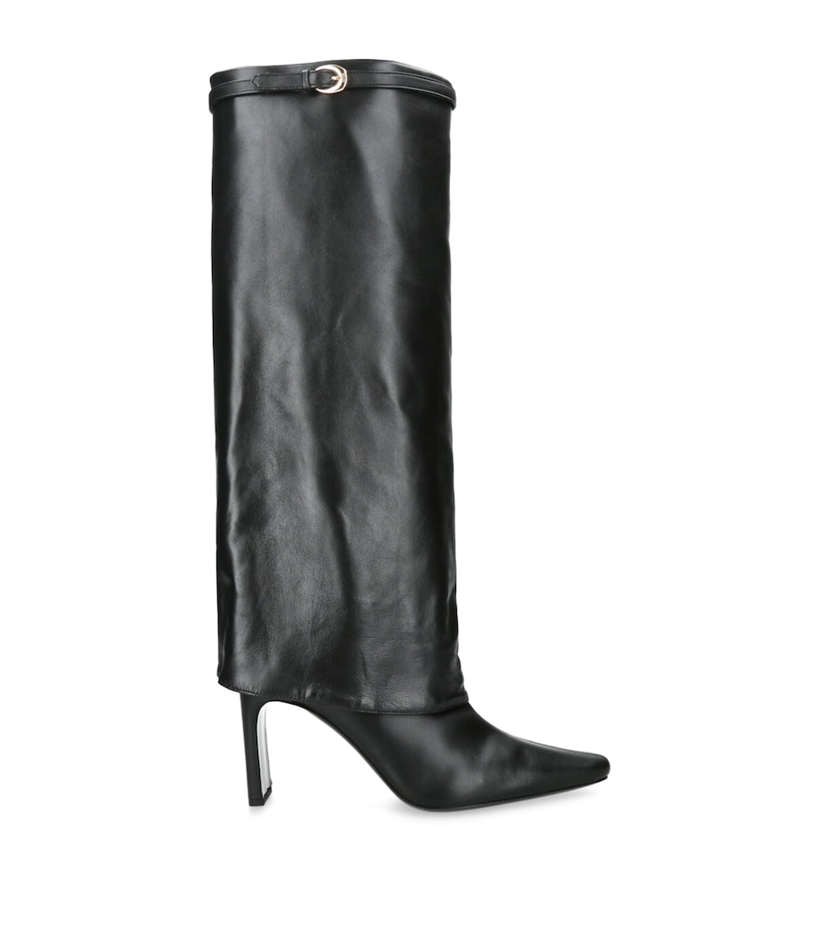 Leather Wally Foldover Boots 90 BLACK Image 1