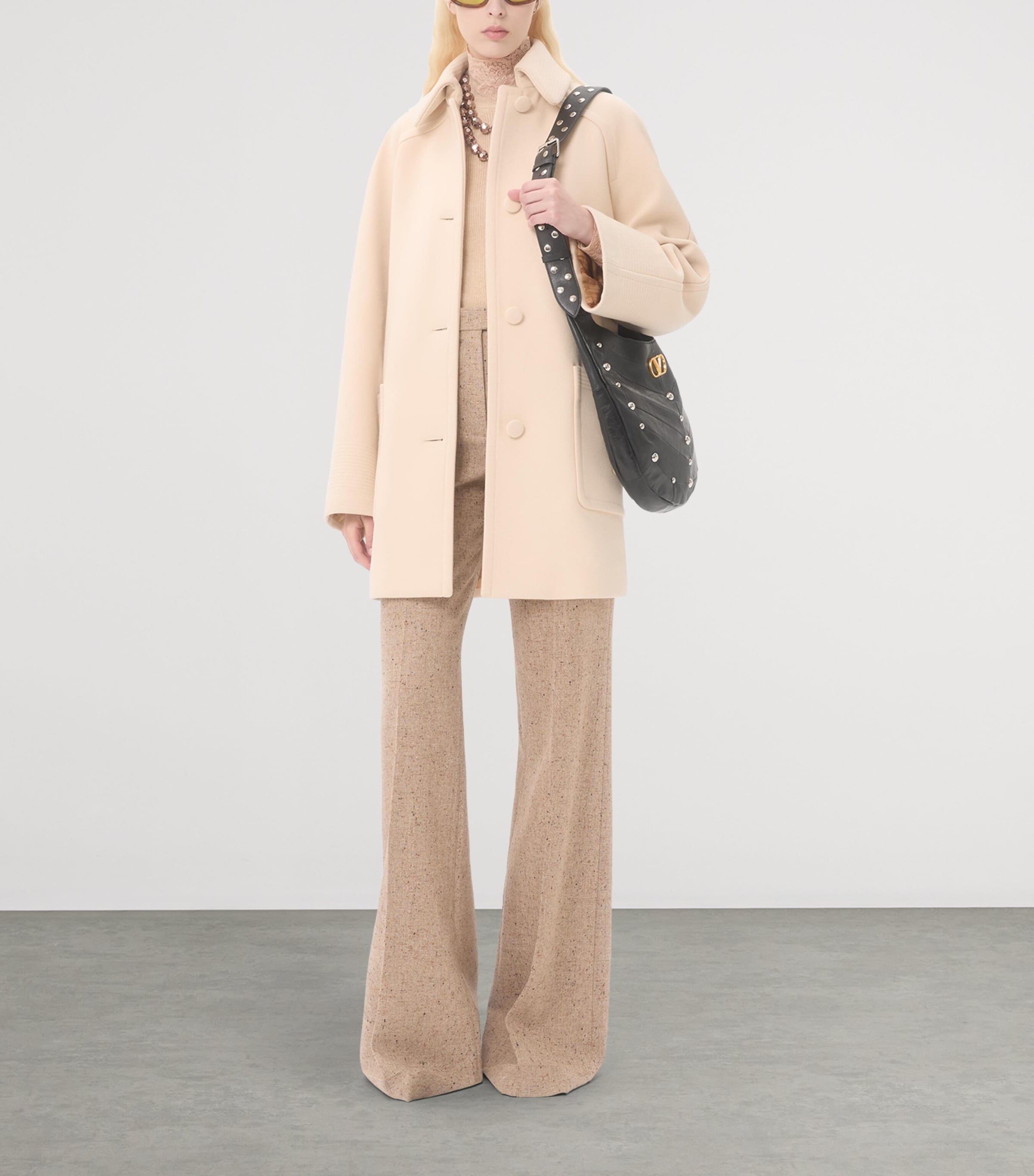 Valentino Womens Virgin Wool Wide-Leg Trousers Image 5