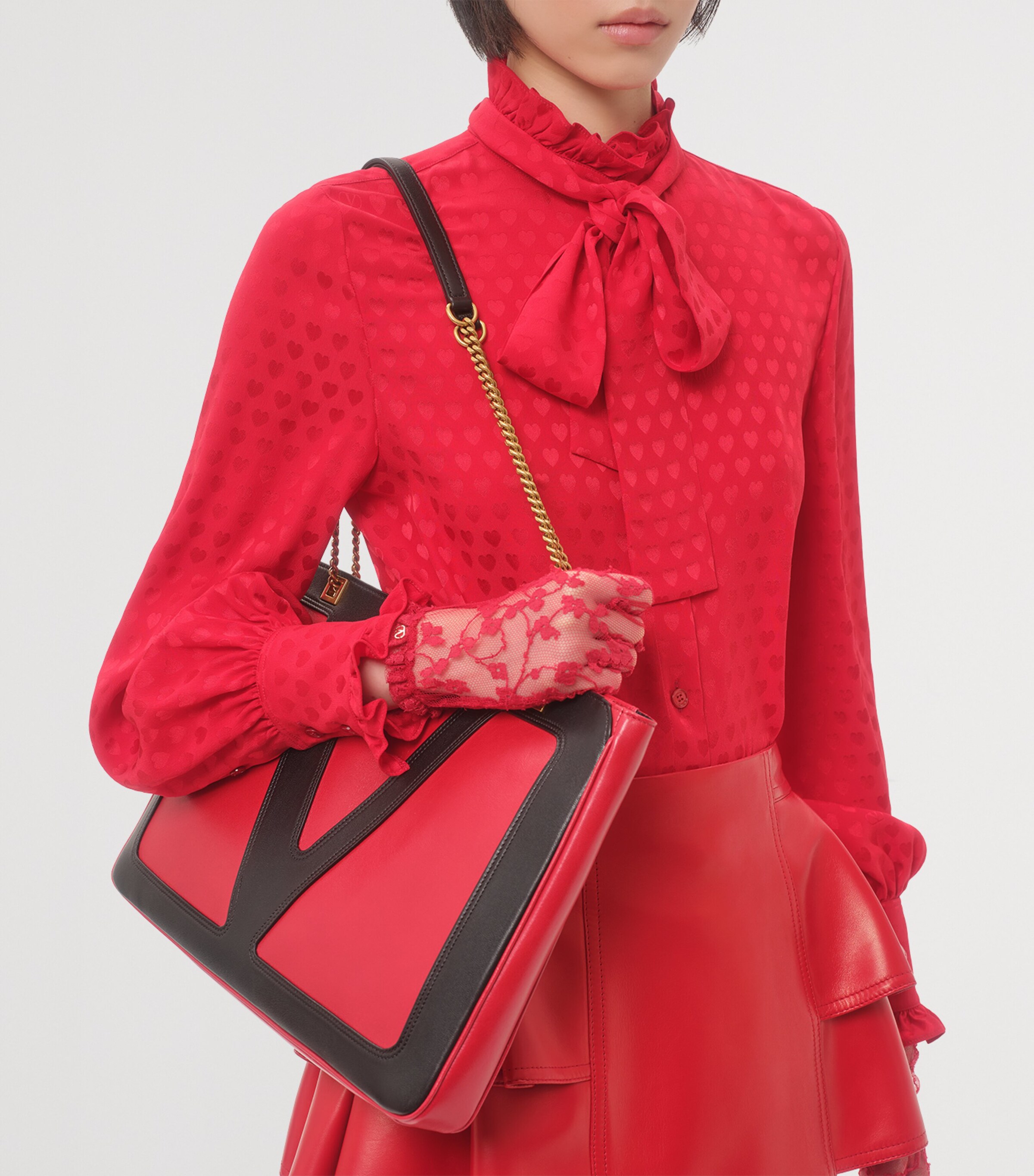Valentino Womens Silk Heart Print Shirt Image 7