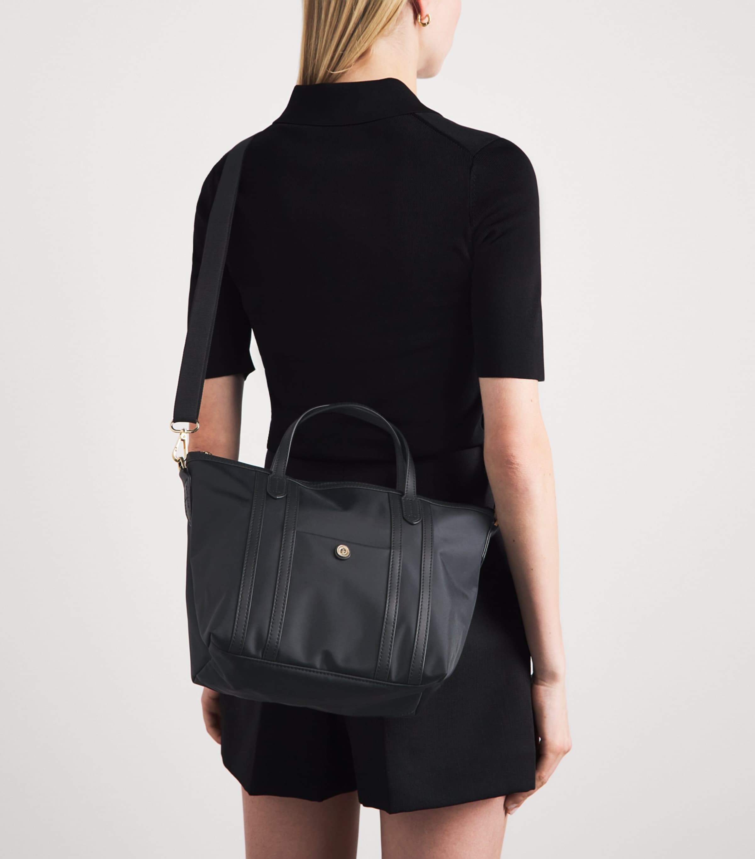 Harrods Grab Nylon Jetsetter Tote Bag Black Image 4