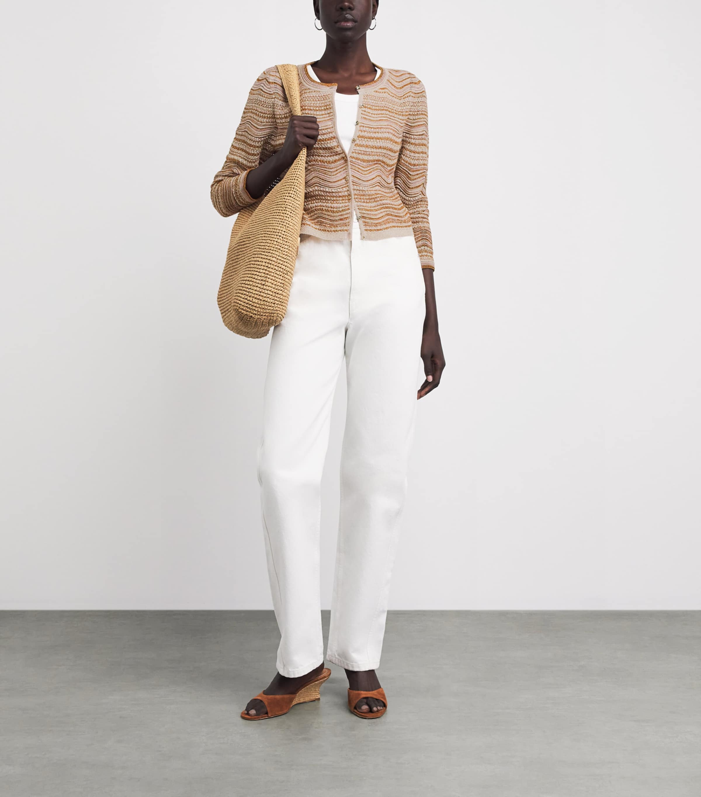 Sandro Paris Womens Knitted Stripe Cardigan Brown Image 2