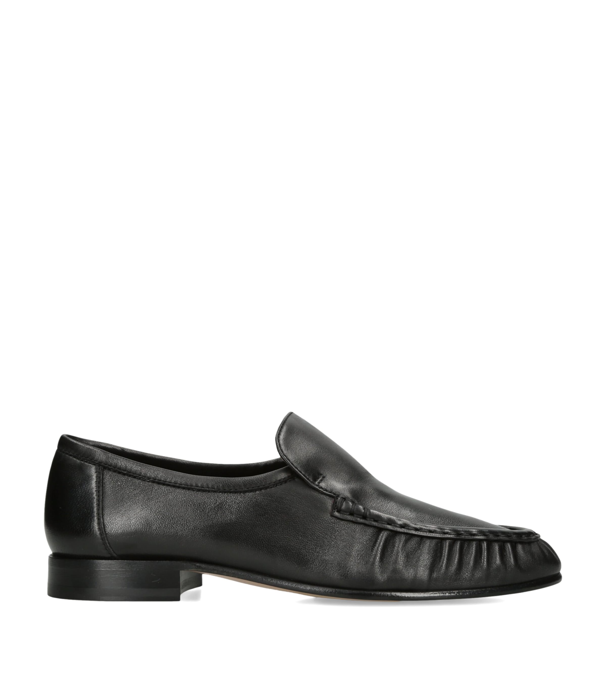 The Row Soft Moccasin Two Leather Loafers Black Image 1
