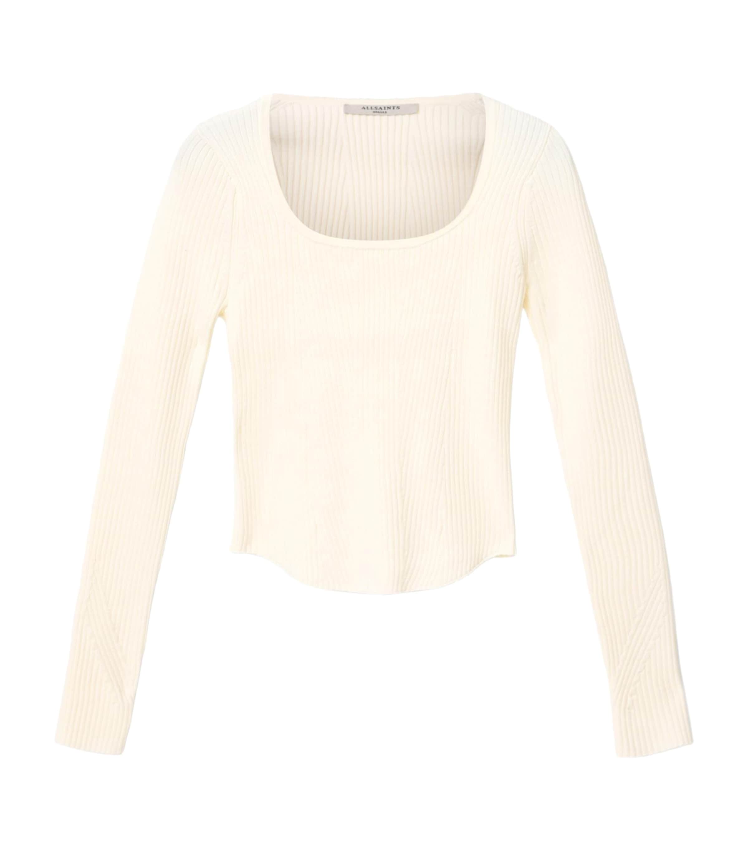 AllSaints Womens Rib-Knit Hally Top Chalk White Image 1